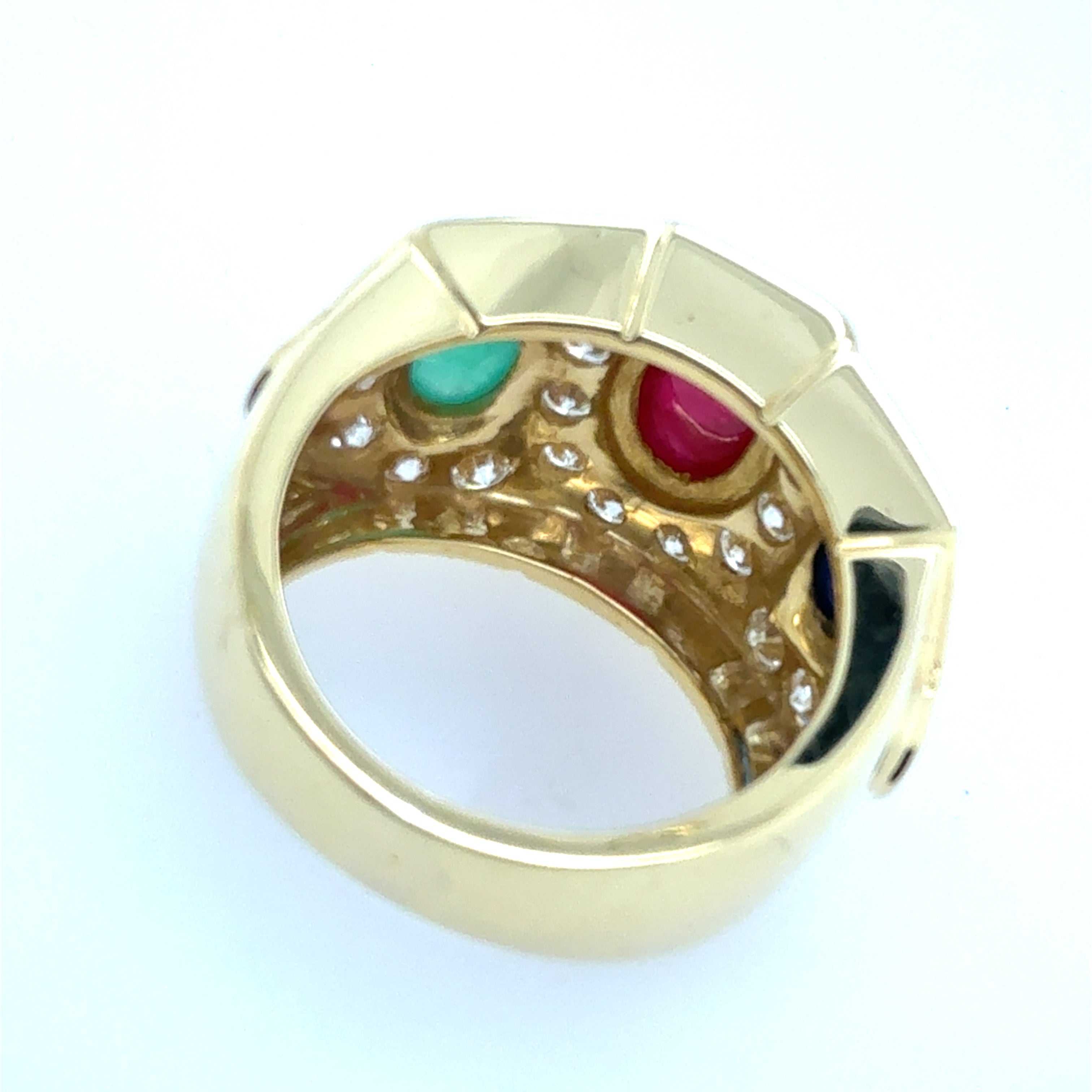 Retro Gold 3.25 Carat Natural Diamond Multicolor Cab Statement Ring Circa 1980