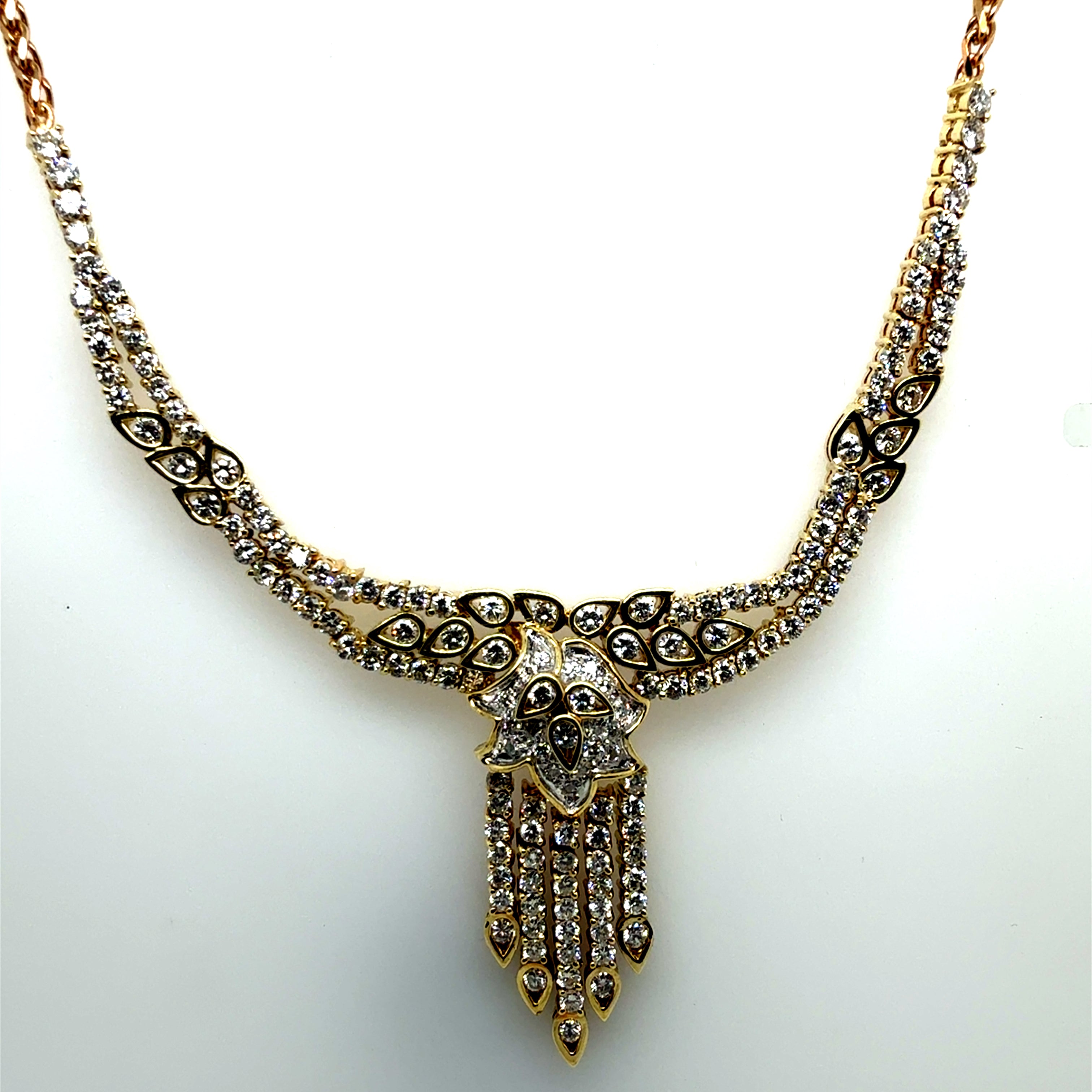 Retro Gold 5 Carat Natural Diamond Statement Necklace, Circa 1975