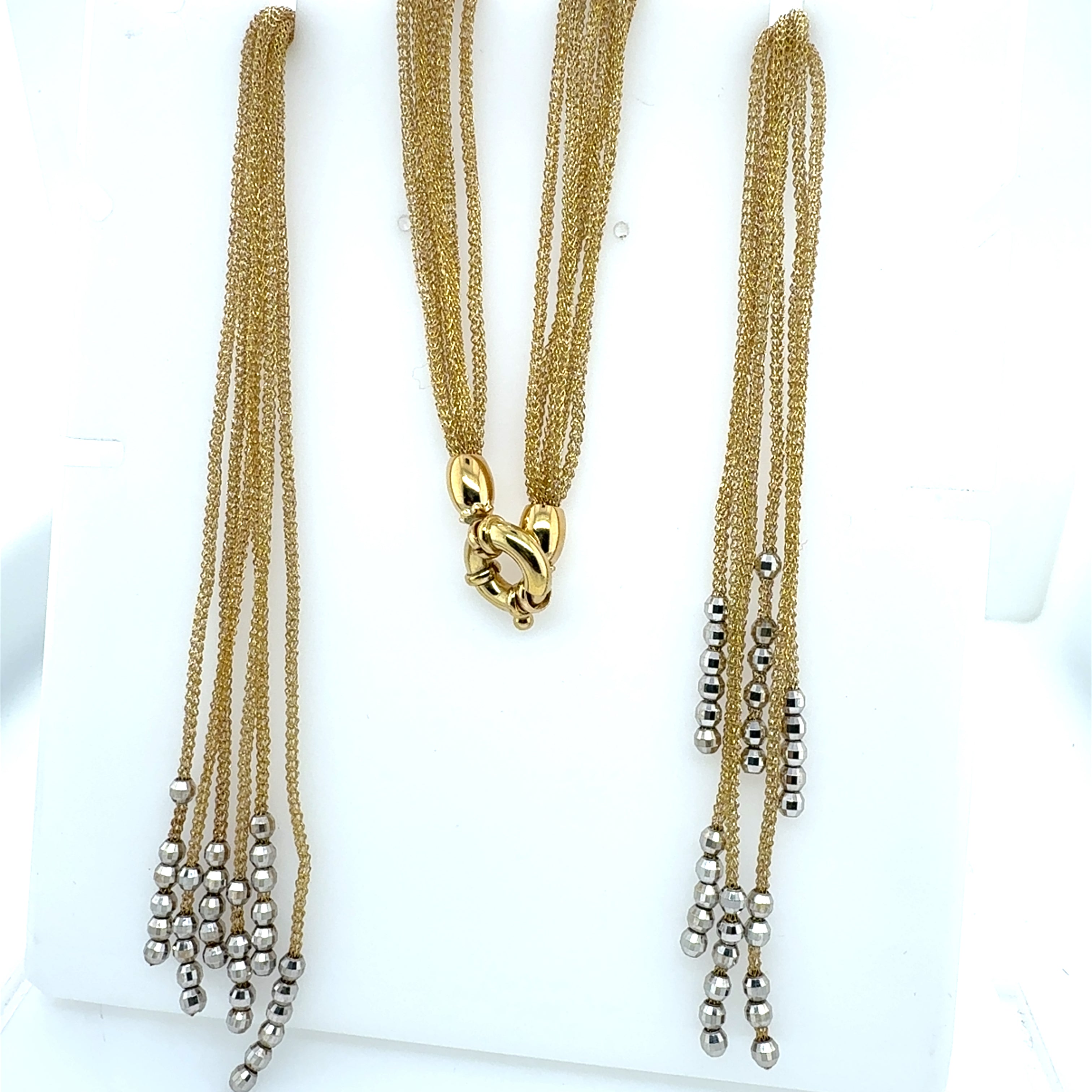 Retro Yellow Gold Six-Strand Woven 36 Inch Chain Necklace Circa 1980