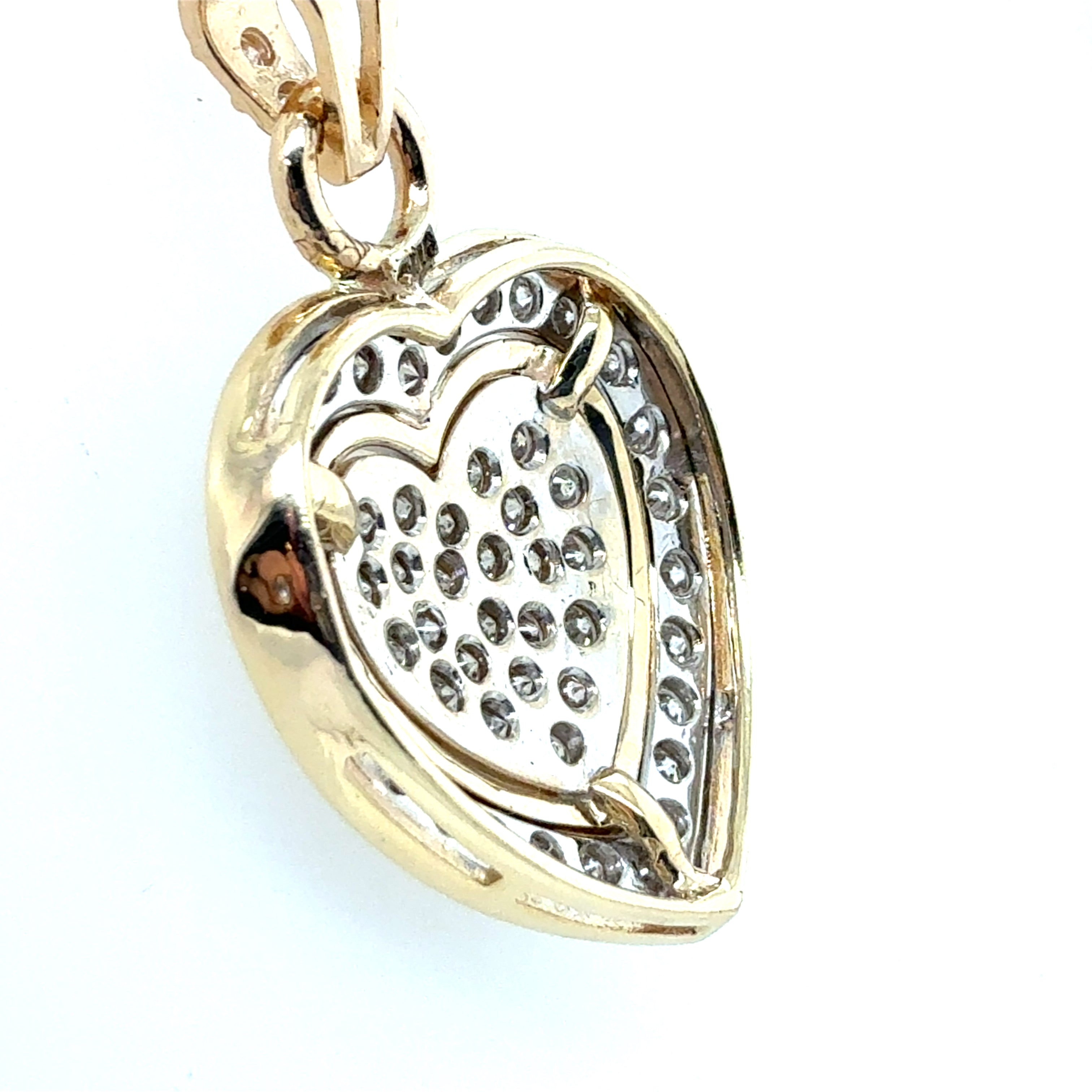 Retro Gold 1.5 Carat Natural Colorless Diamond Heart Shape Pendant