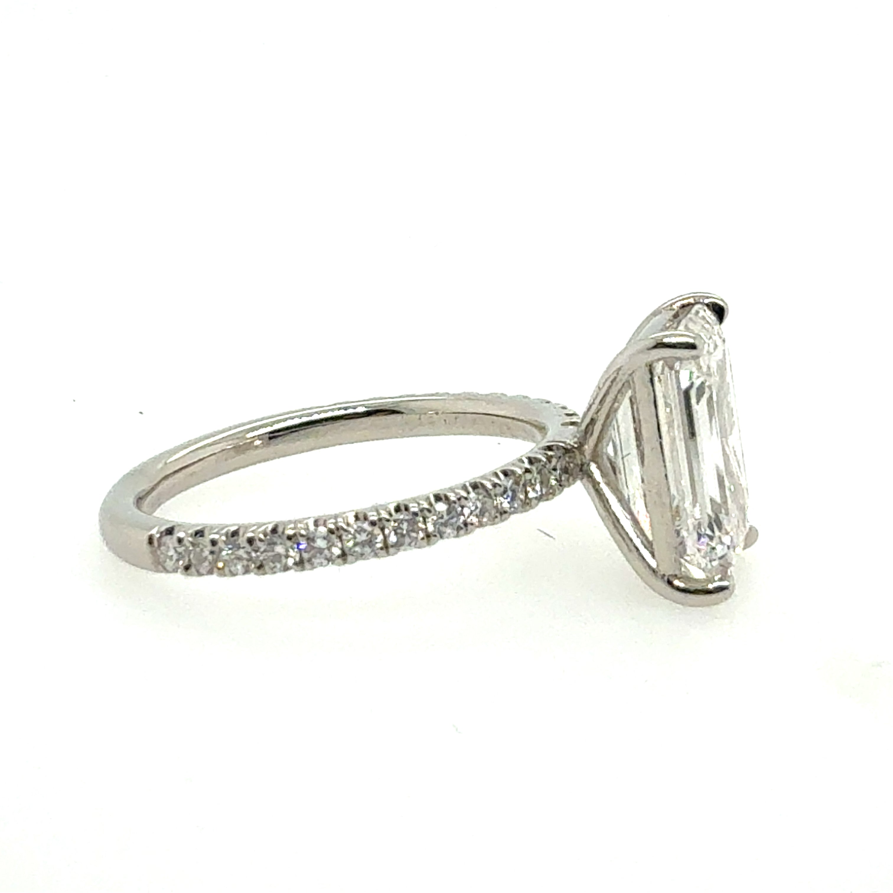 GIA Certified 3.5 Carat F VS2 Emerald Cut Natural Diamond Plat Engagement Ring