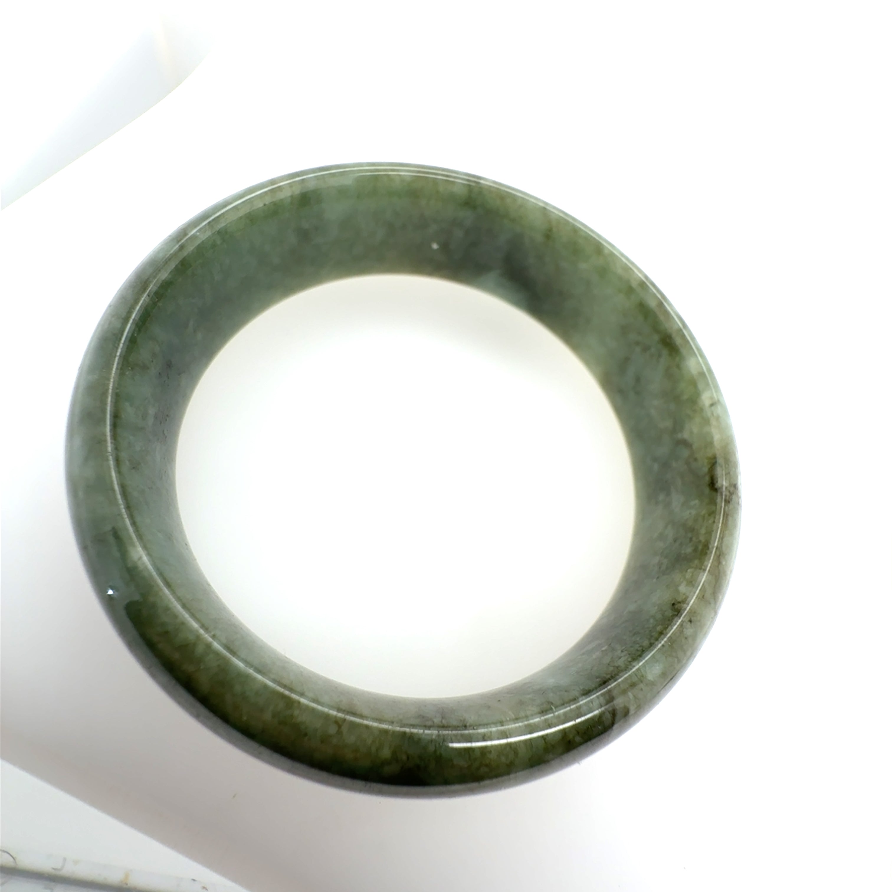 Retro Natural Green Jade 6.75 Inch Inner Bangle Bracelet 18mm Wide Circa 1980