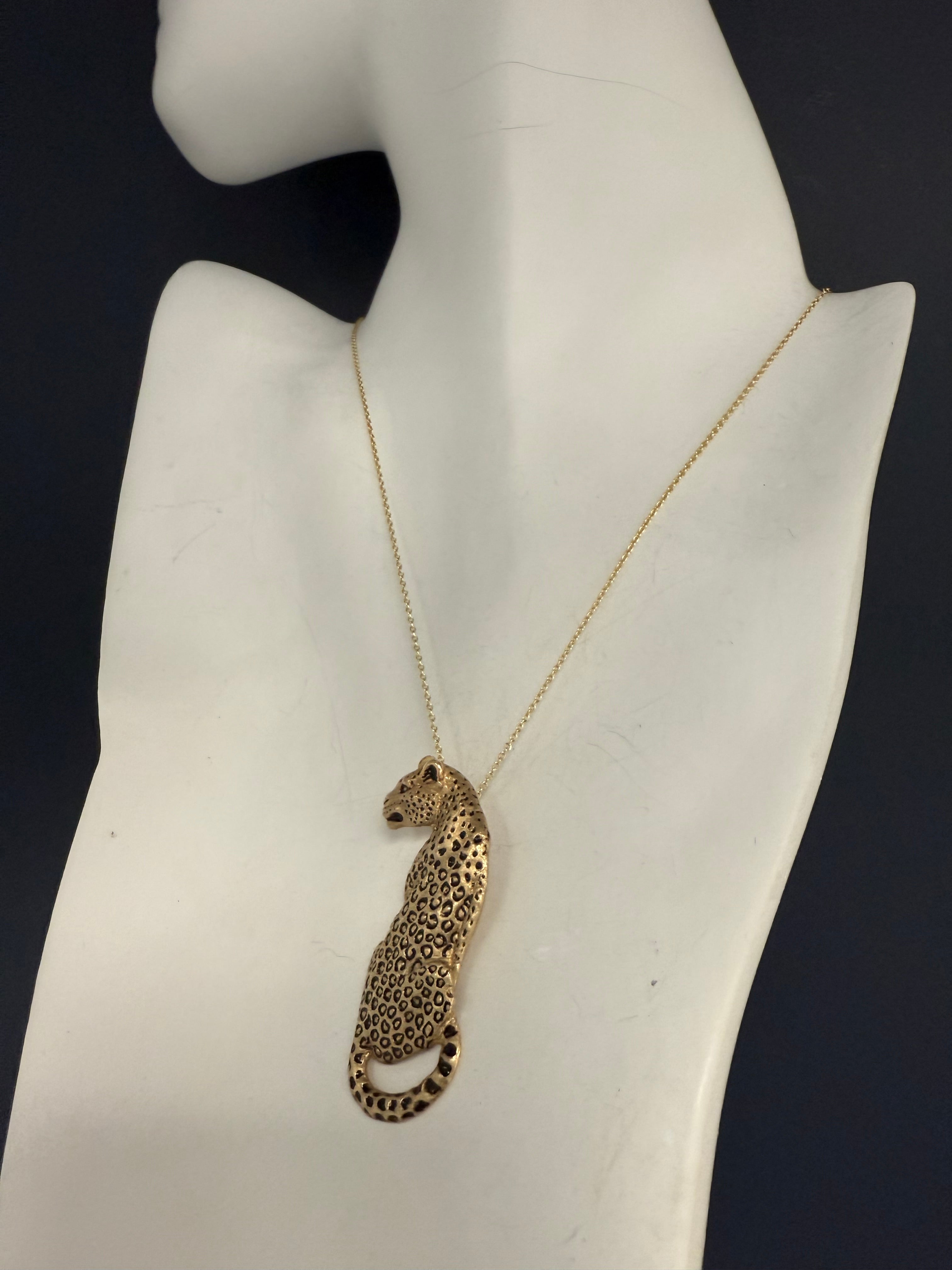 Retro Yellow Gold Leopard Pendant Numbered 28/300 by Gayle Knight