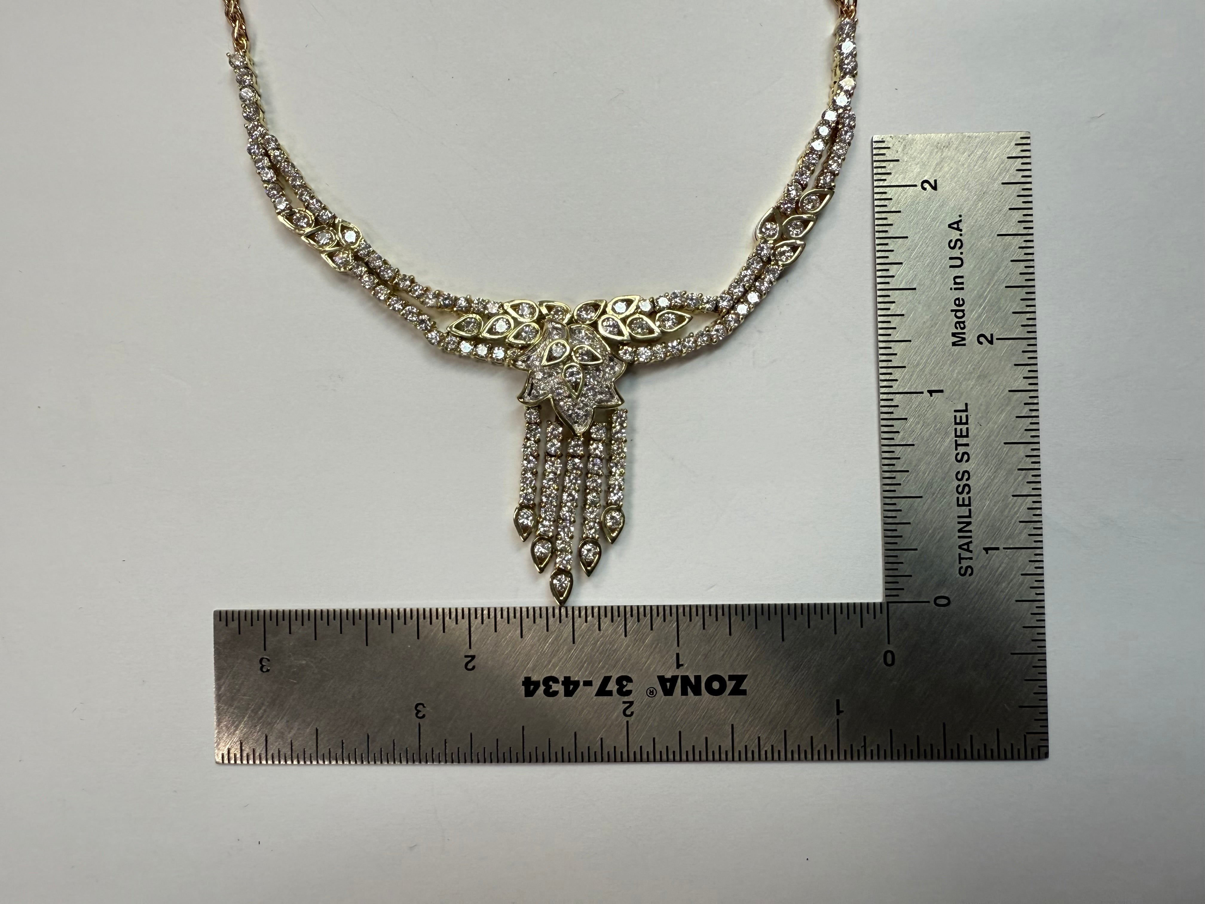 Retro Gold 5 Carat Natural Diamond Statement Necklace, Circa 1975