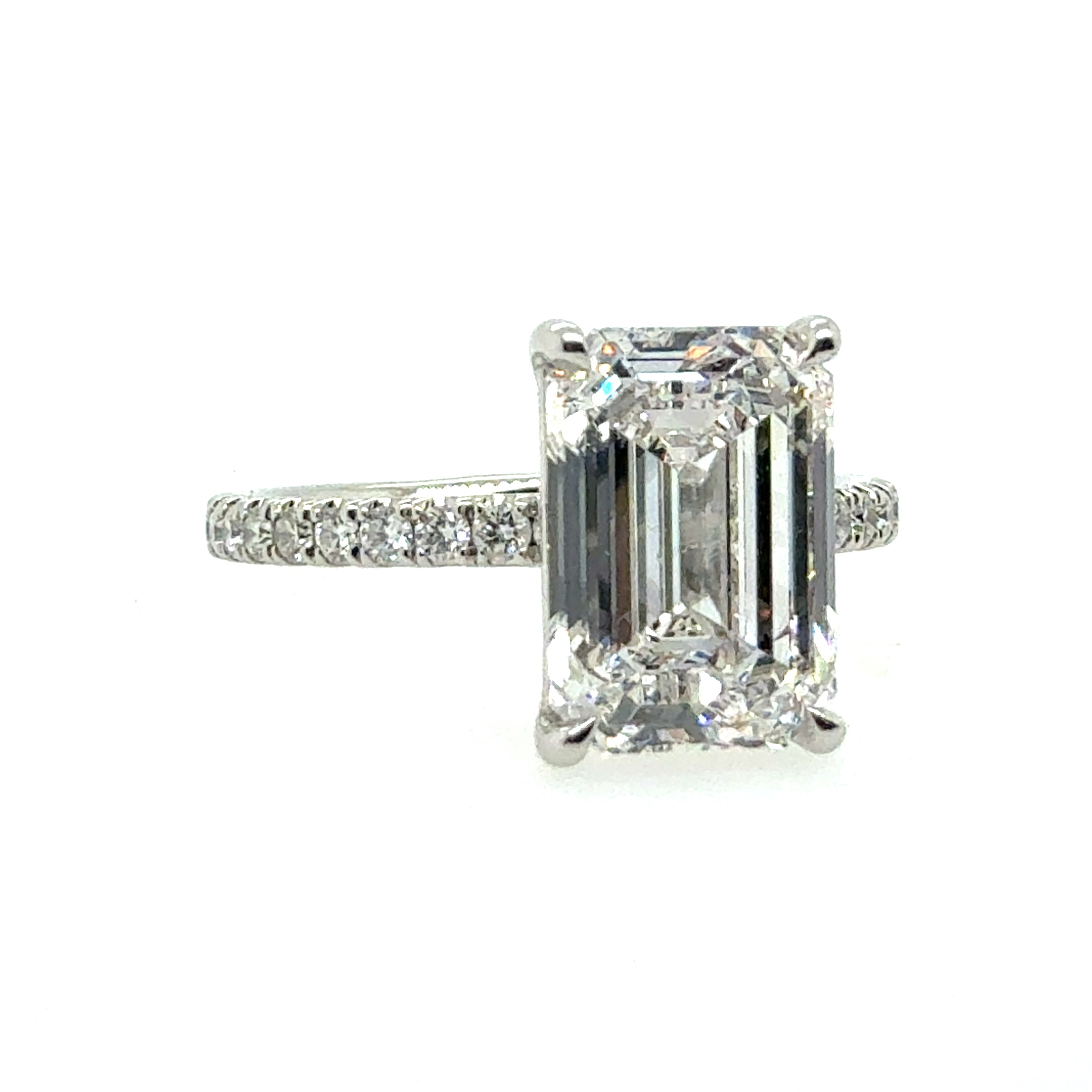 GIA Certified 3.5 Carat F VS2 Emerald Cut Natural Diamond Plat Engagement Ring