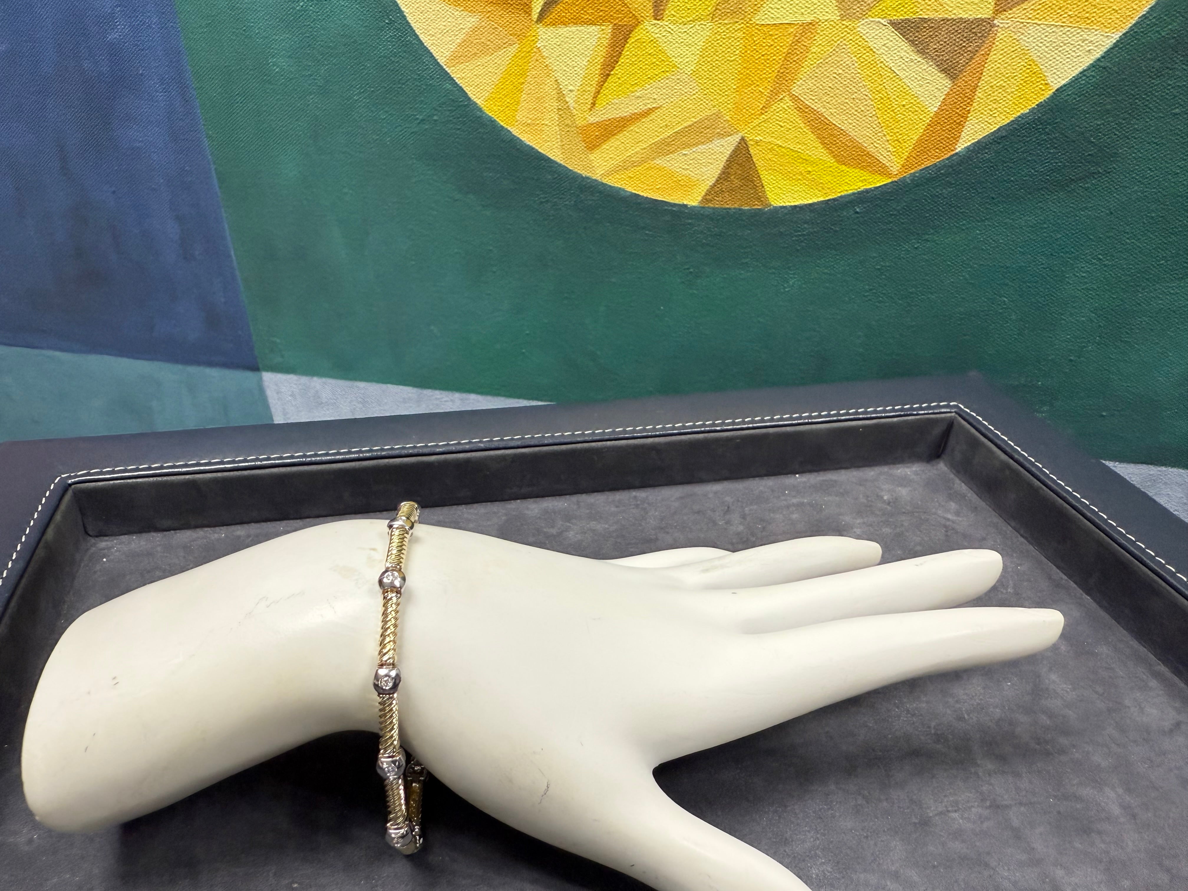 Retro Two Tone Gold 0.38 Carat Natural Diamond Bracelet Circa 1990