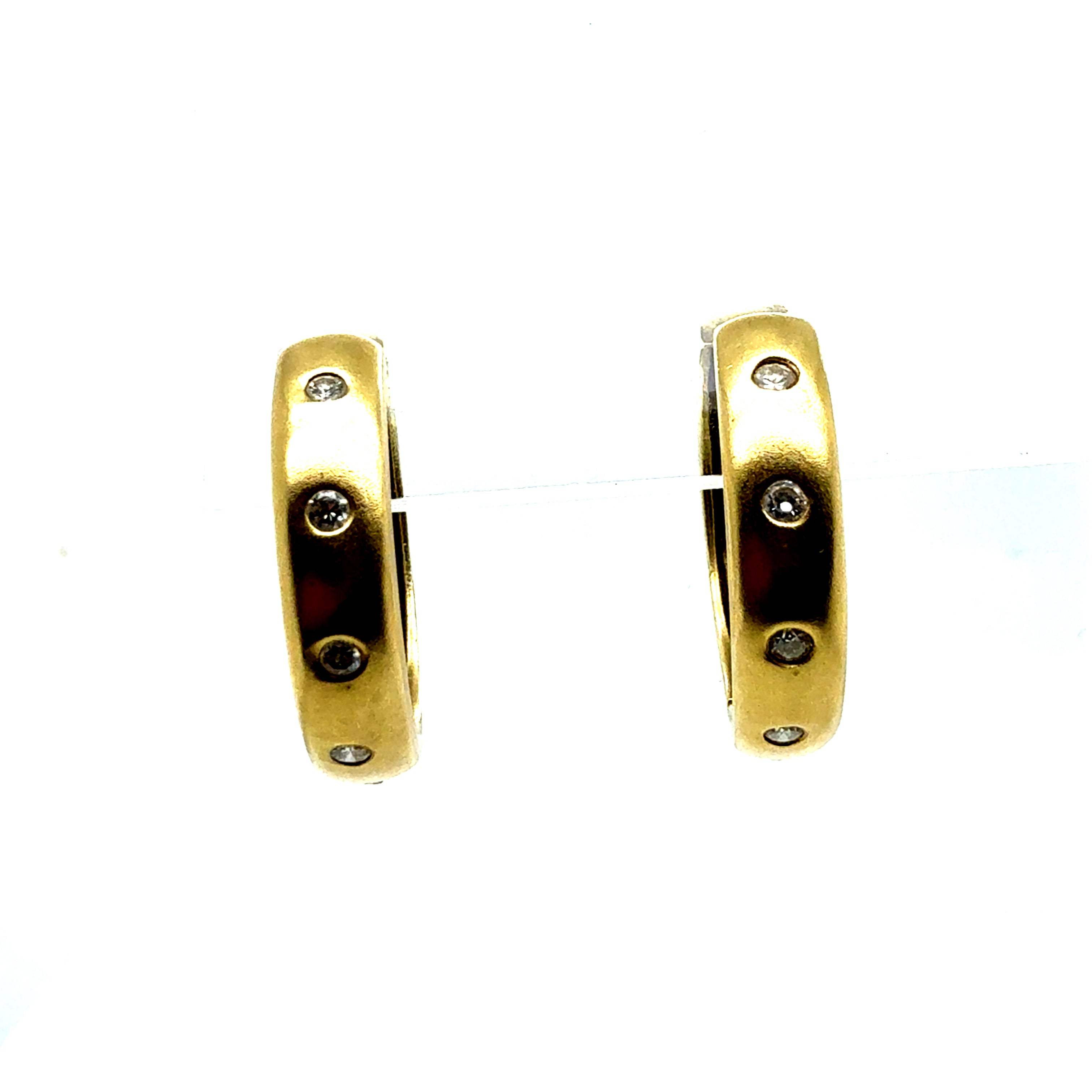 Retro Gold Satin Finish 0.25 Carat Natural Diamond Hoop Earrings
