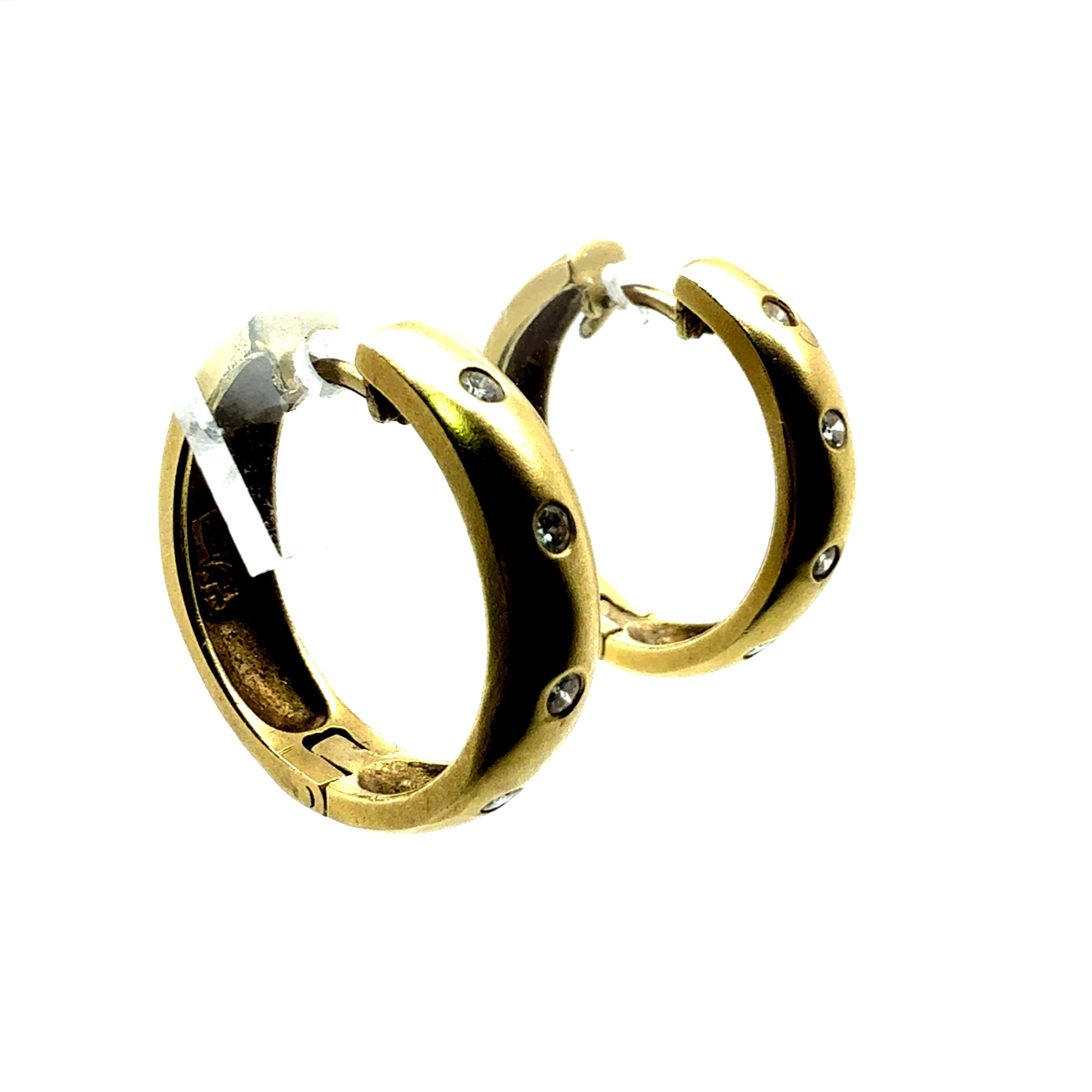 Retro Gold Satin Finish 0.25 Carat Natural Diamond Hoop Earrings