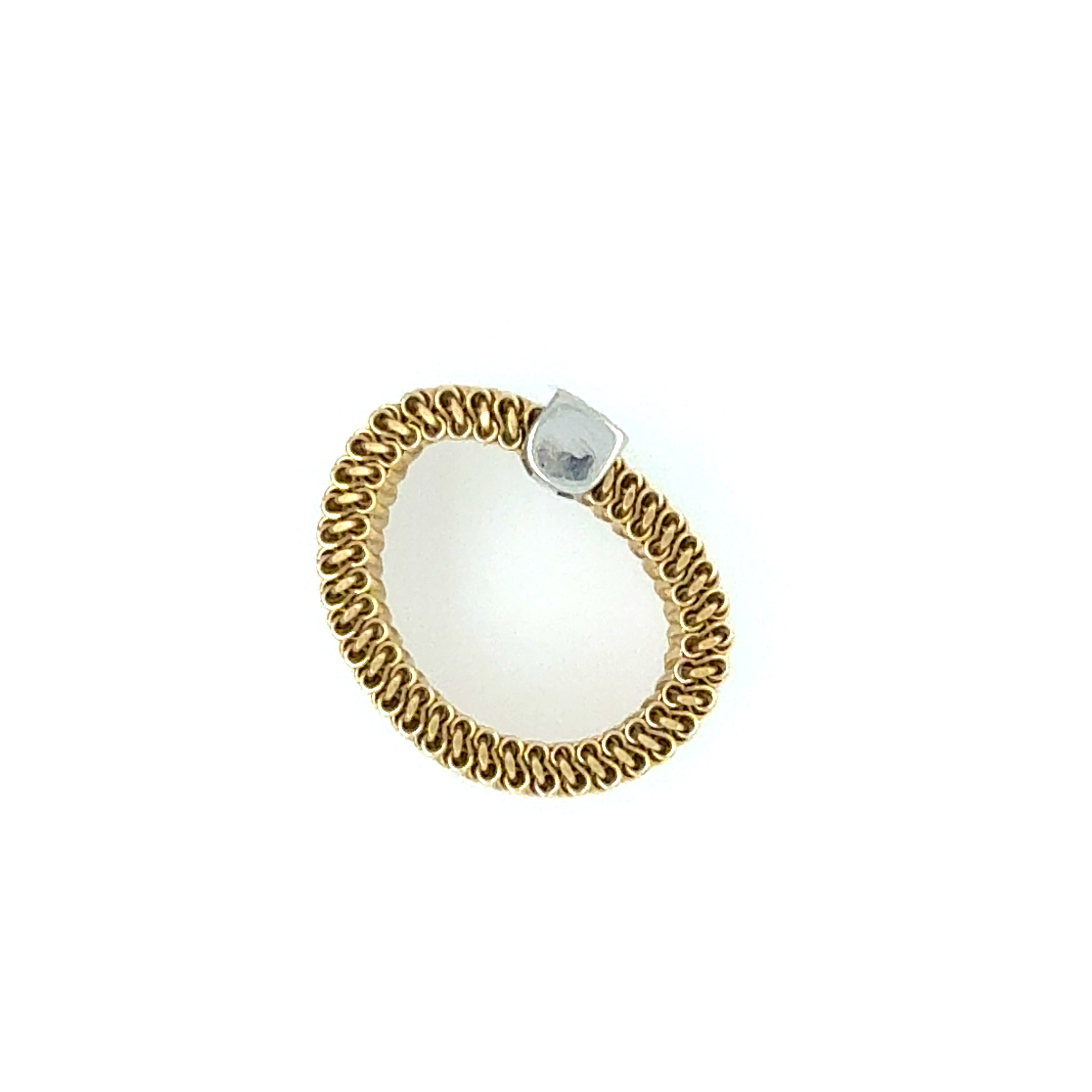 Retro Yellow Gold Flexible Natural Diamond Band Ring Circa 1980