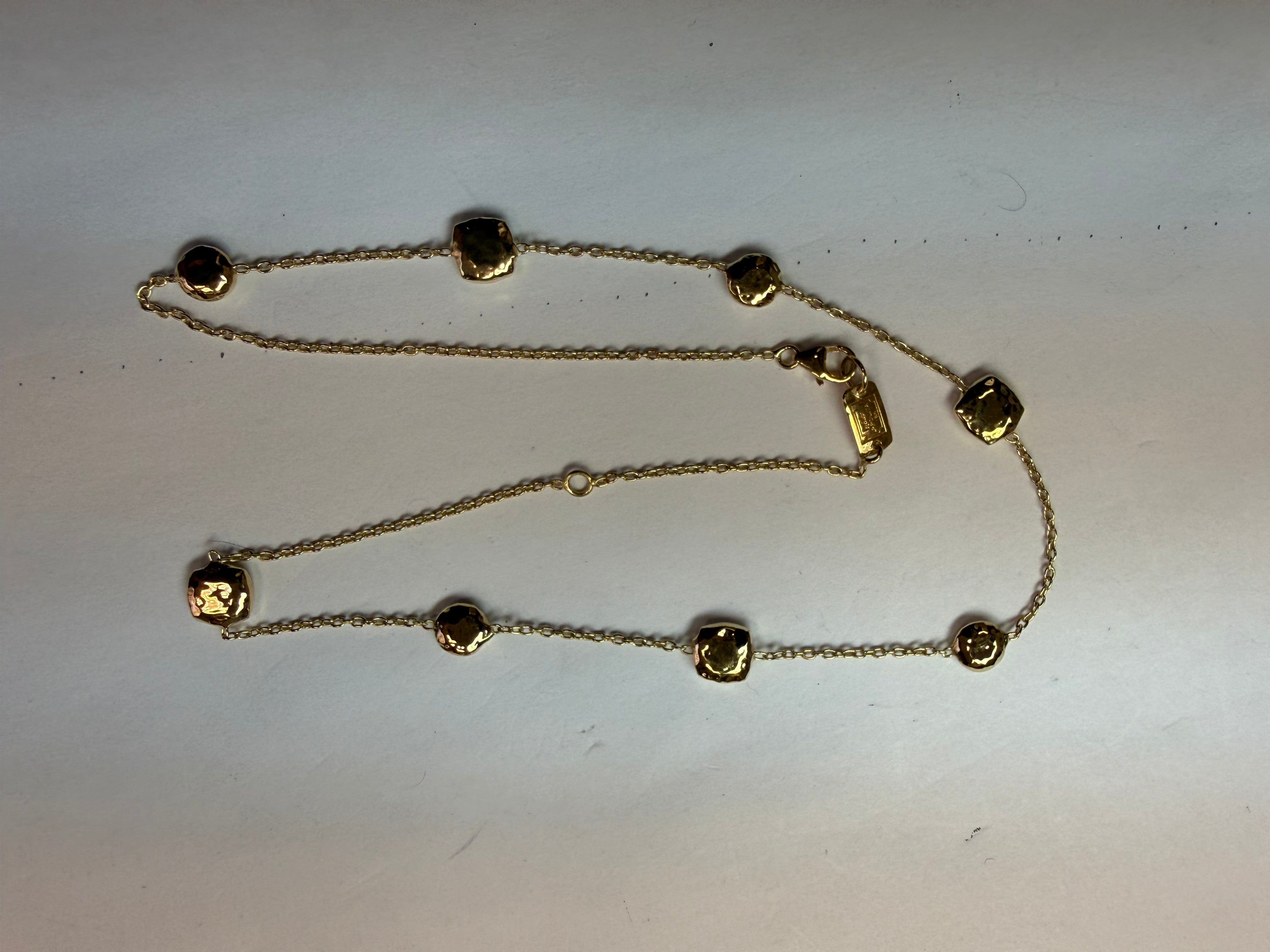 Original Ippolita Classico Yellow Gold Hammered Pinball Necklace