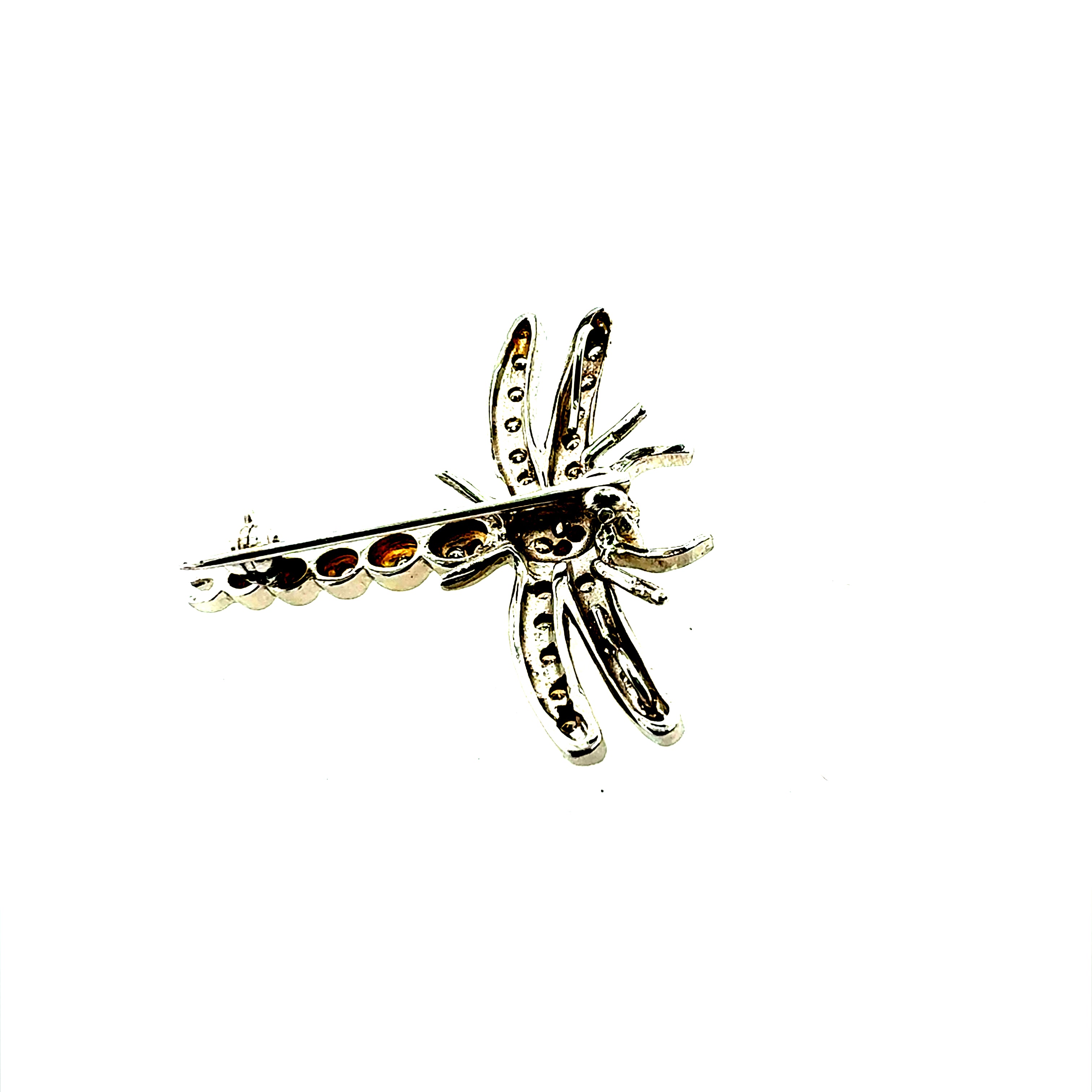 Retro White Gold 0.45 Carat Natural Diamond Dragonfly Pendant Brooch Circa 1990