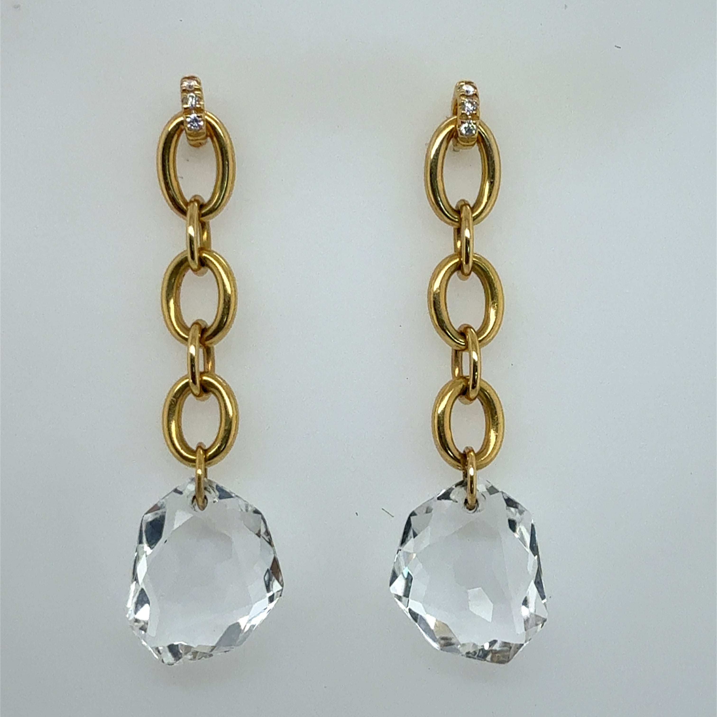Modern Gold Natural Diamond and Rock Crystal Dangle Earrings by H. Stern