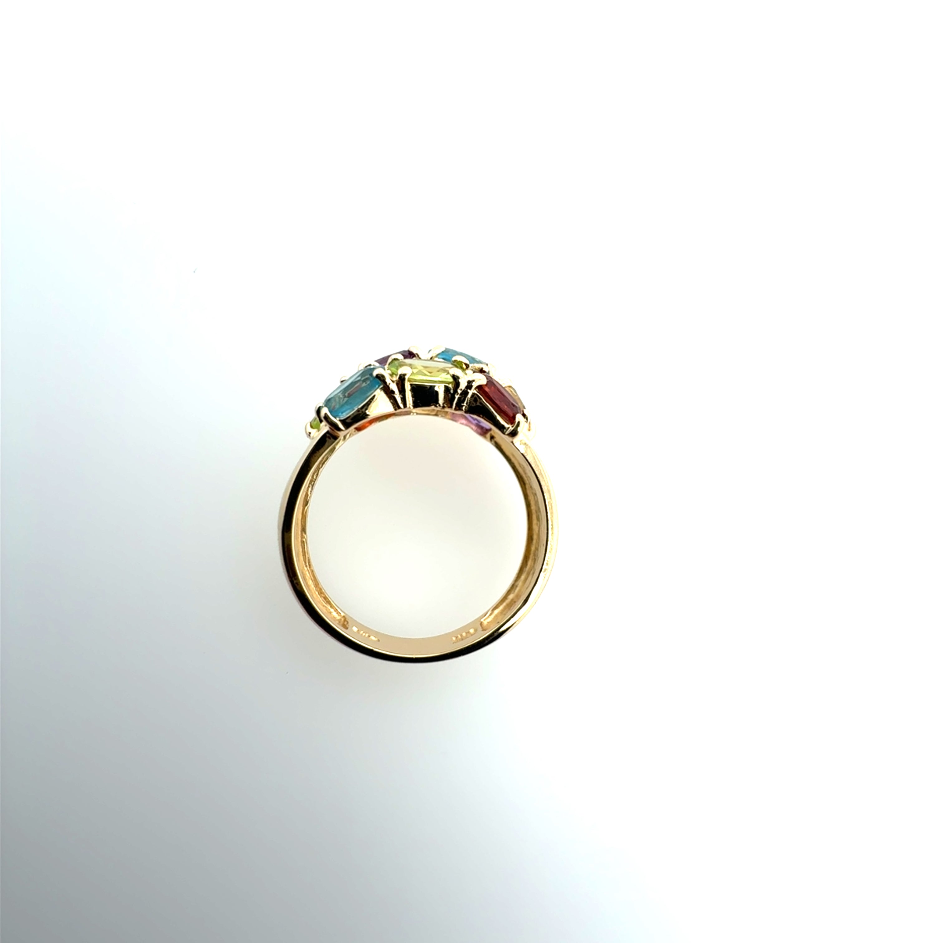 Modern Gold Multicolor Natural Oval Cluster Statement Ring
