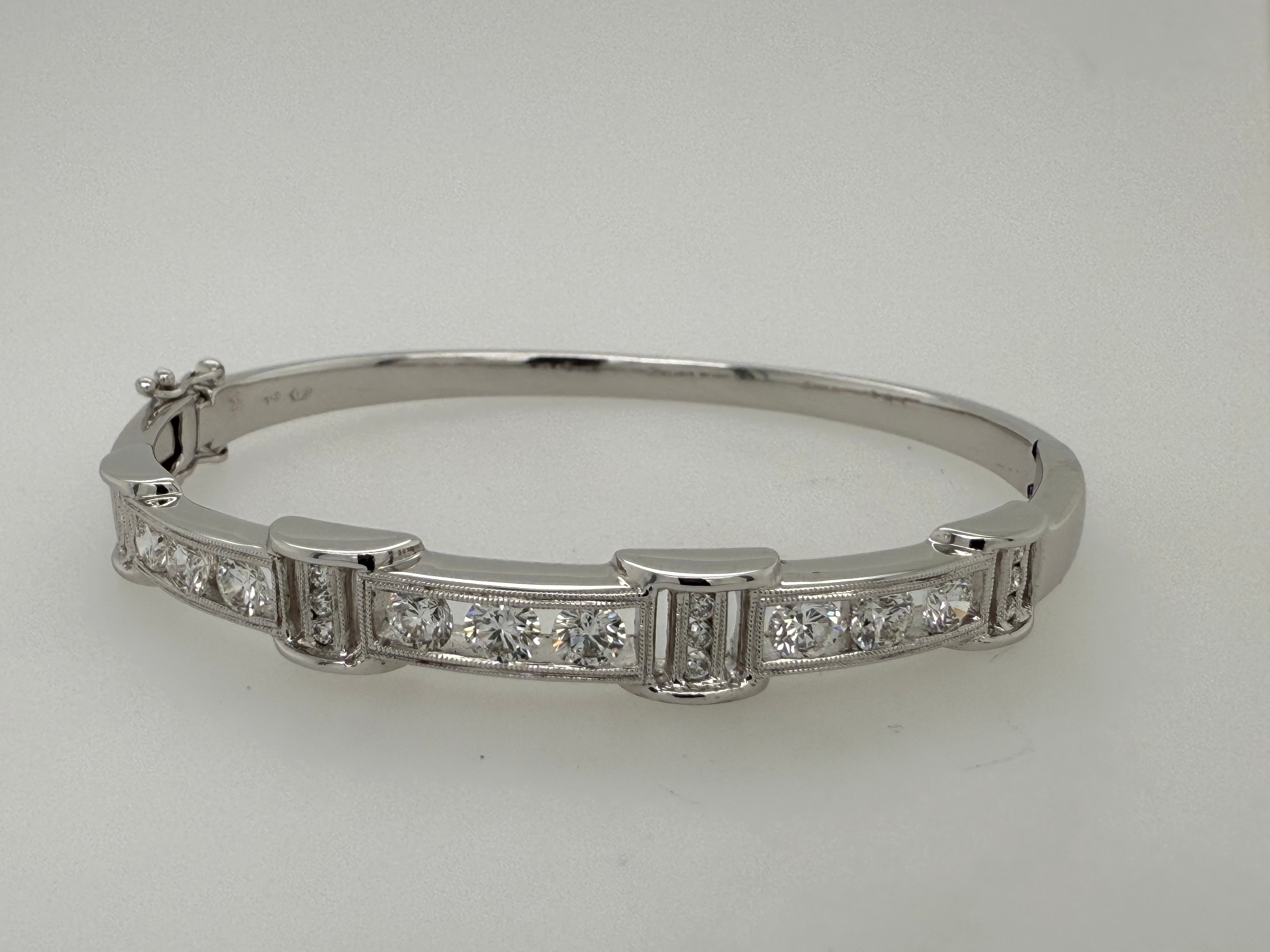 Retro Gold 1.8 Carat Natural Diamond Tension Bangle Bracelet Circa 1990