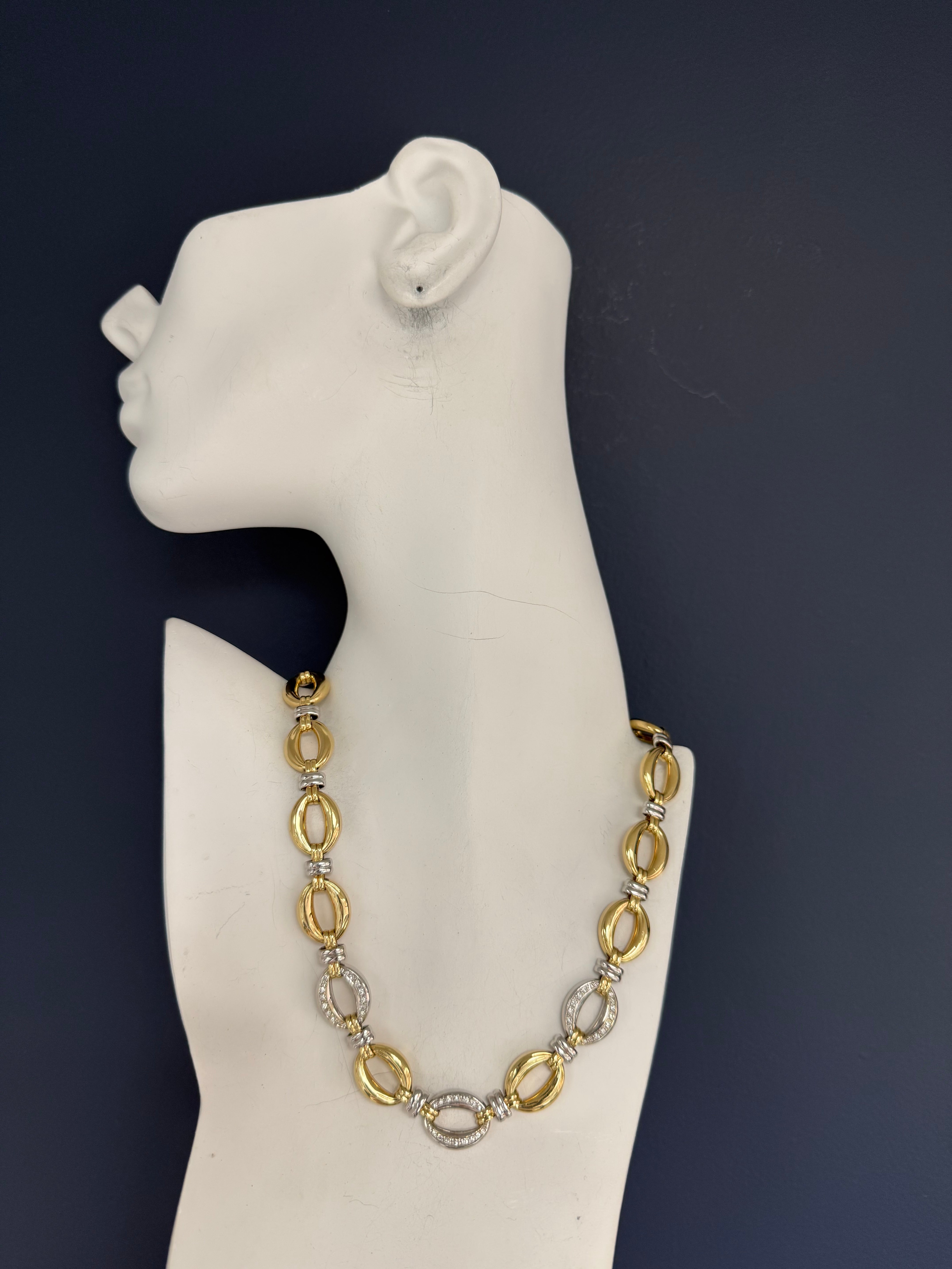 Retro Gold Natural 0.65 Carat Diamond Statement Necklace by CHIAMPESAN Italy