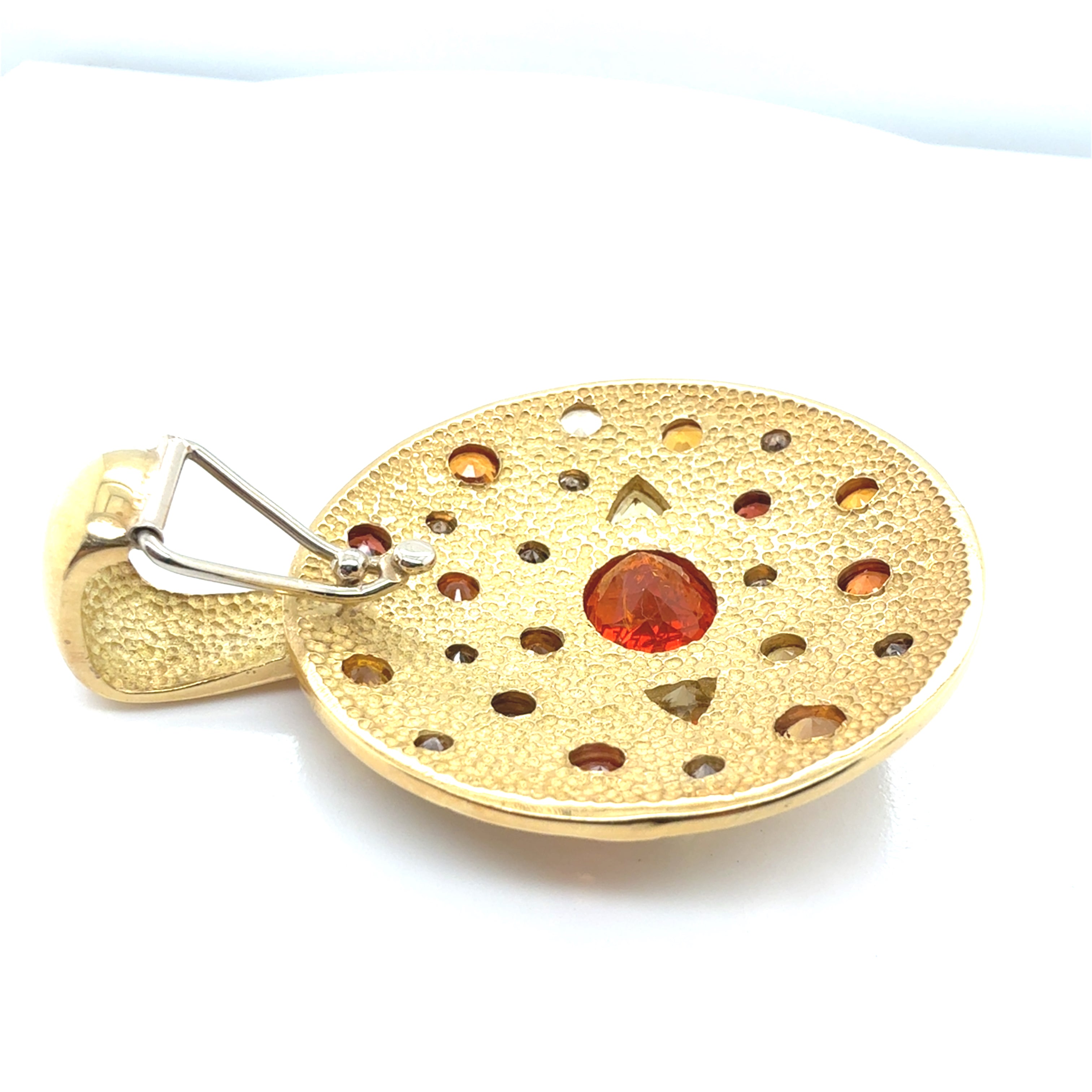 Retro Gold Natural Mexican Opal & Multicolor Gemstone Medallion Pendant
