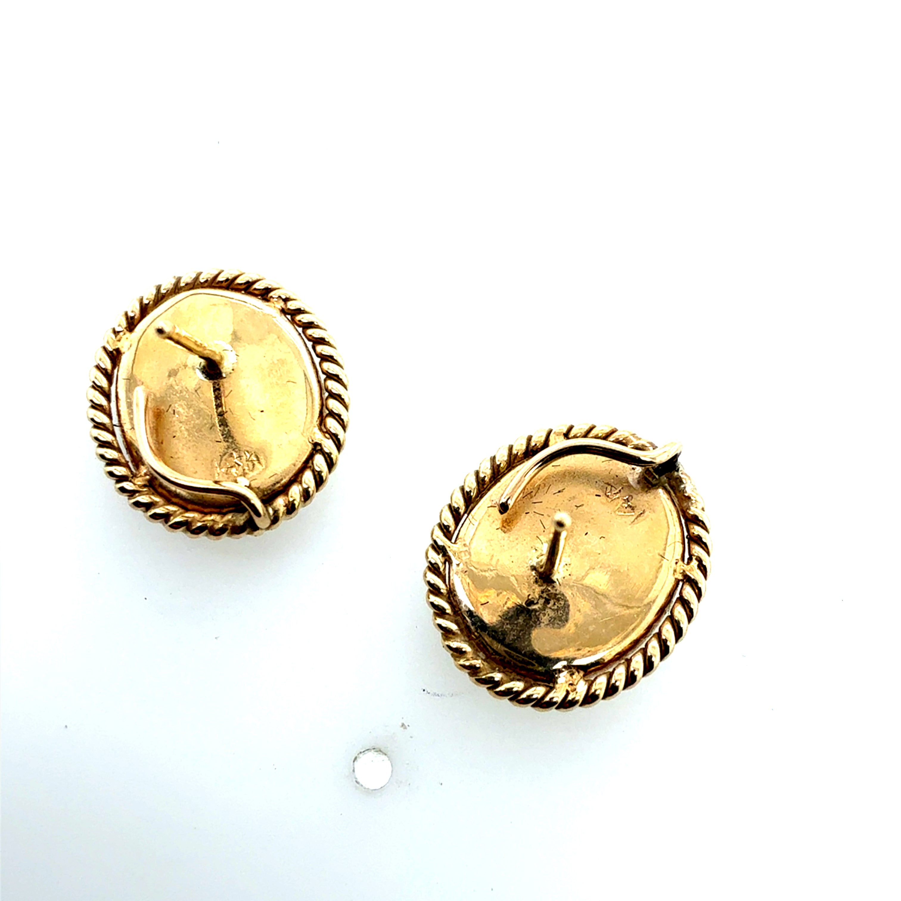 Retro Gold Cabochon Shaped Opal Statement Earrings Circa 1980