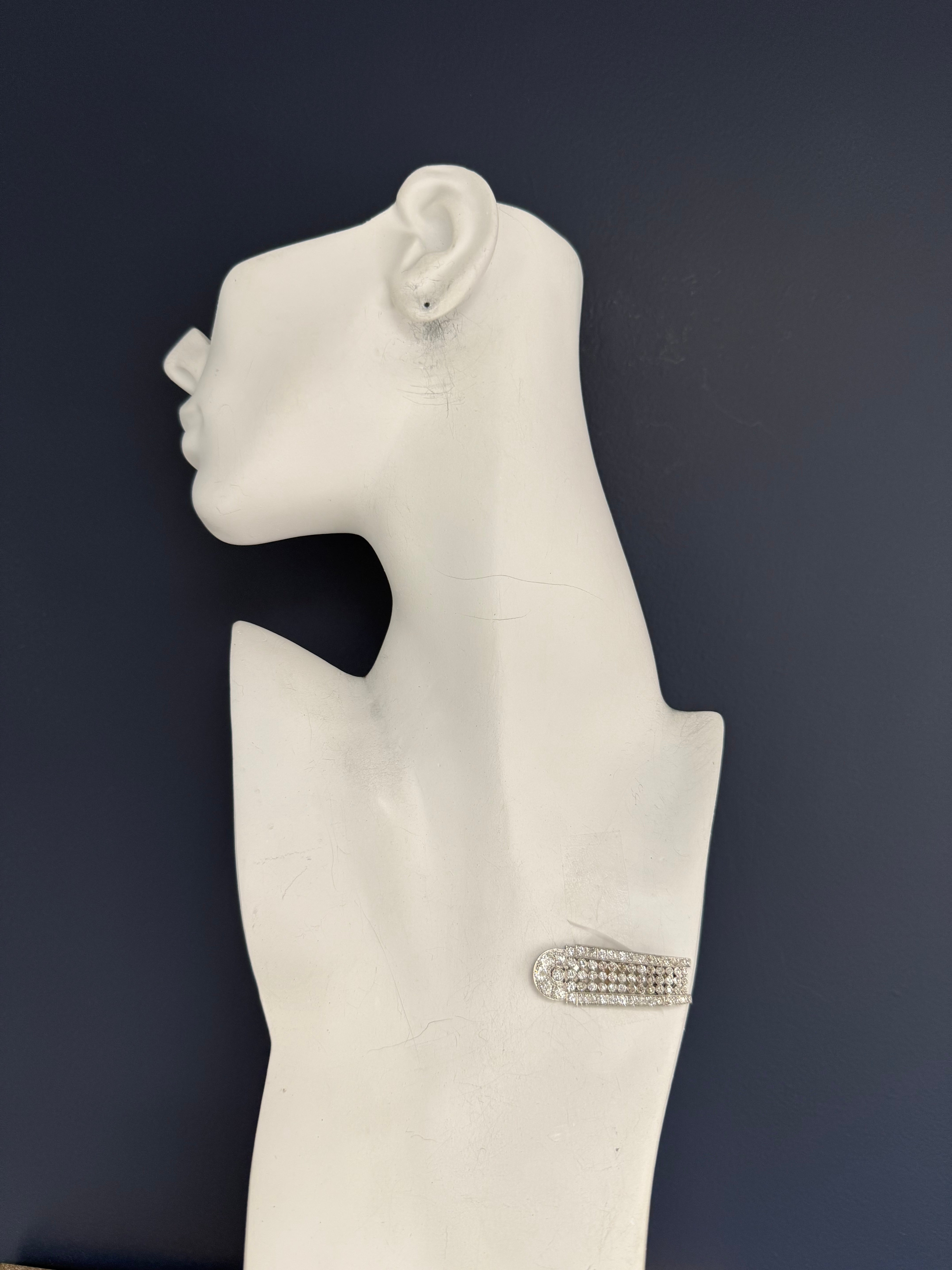 Retro Platinum 5 Carat Old Mine Natural Diamond Tie & Hair Pin Circa 1940