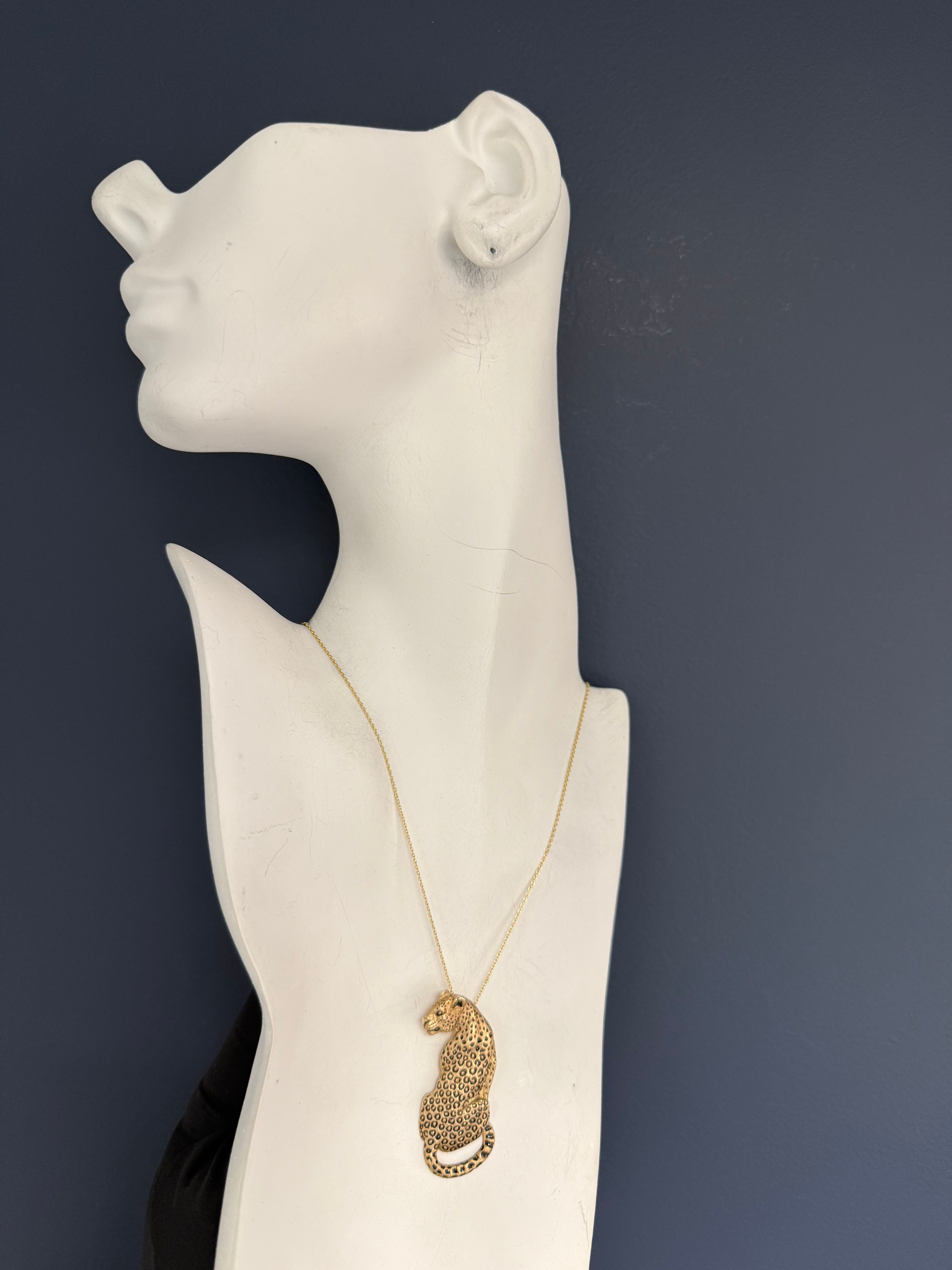 Retro Yellow Gold Leopard Pendant Numbered 28/300 by Gayle Knight