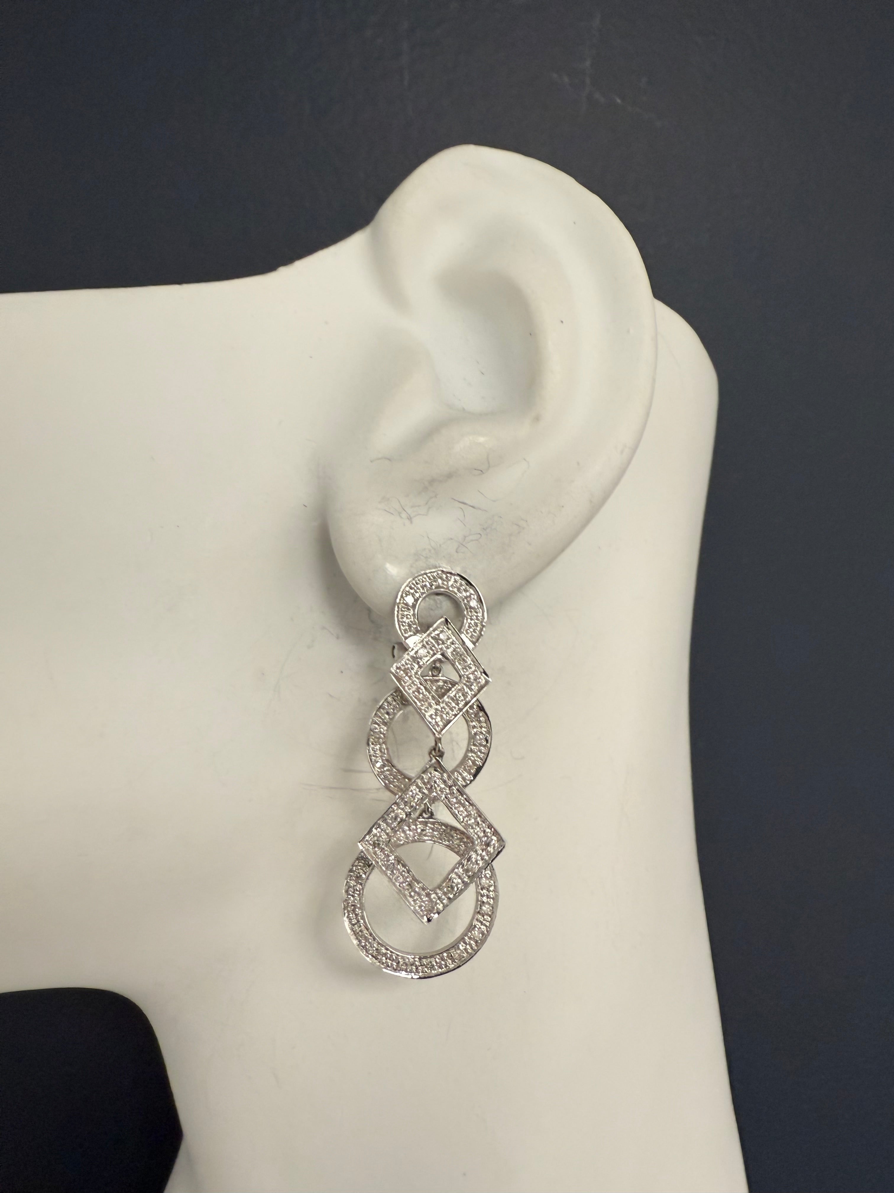Modern White Gold 0.6 Carat Natural Diamond Fashion Drop Statement Earrings