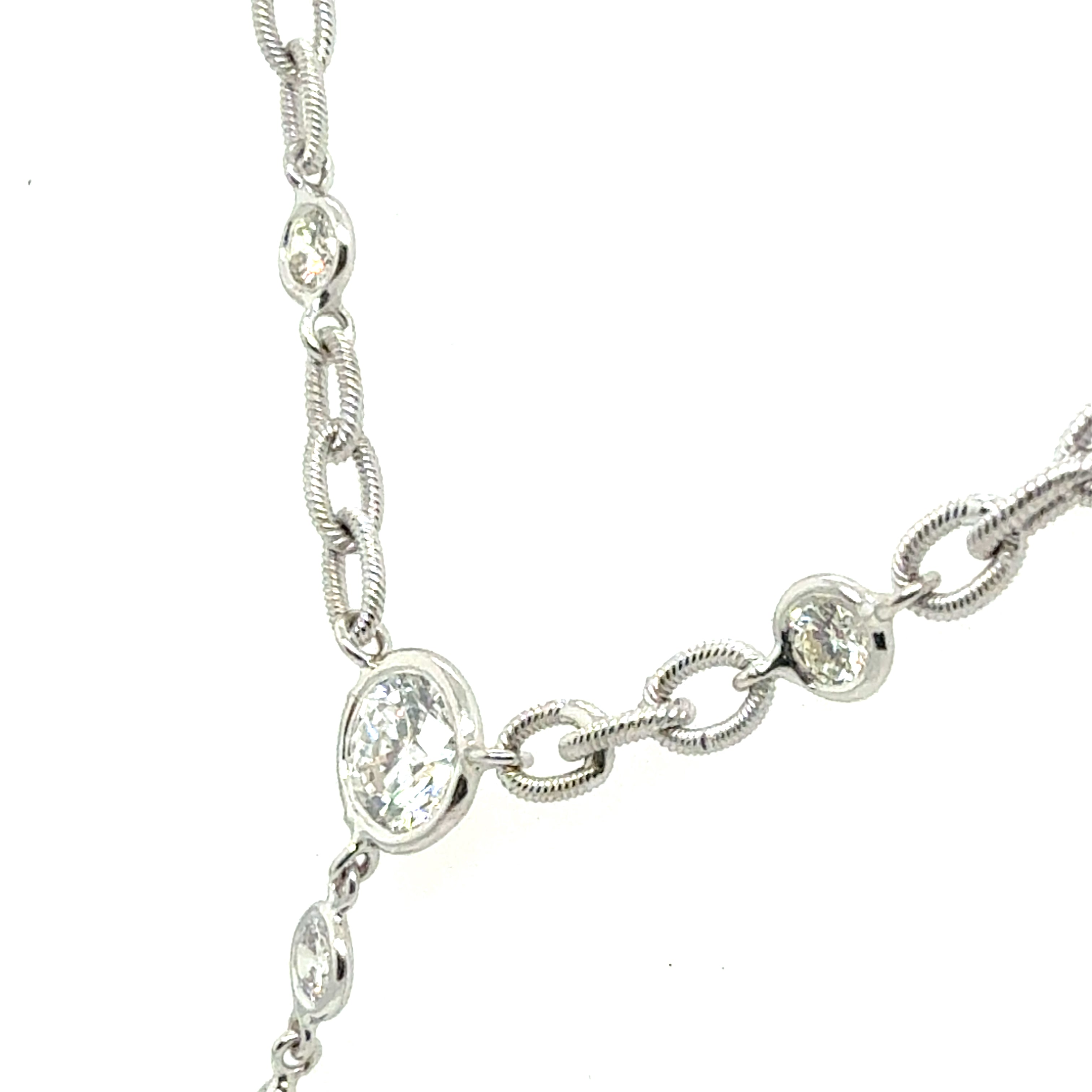 Retro Gold 3.58 Carat GIA Certified Pear & Round Natural Diamond Necklace 1990
