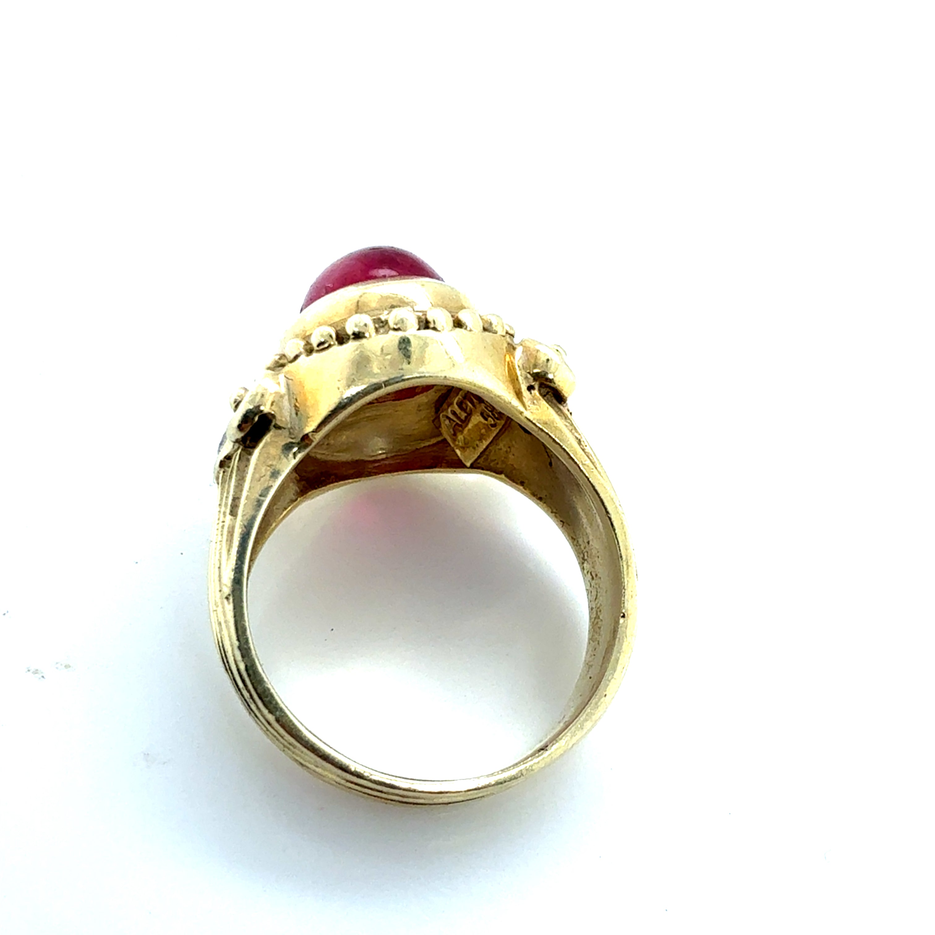Retro Gold 1.35 Carat Natural Pink Tourmaline & Diamond Statement Ring