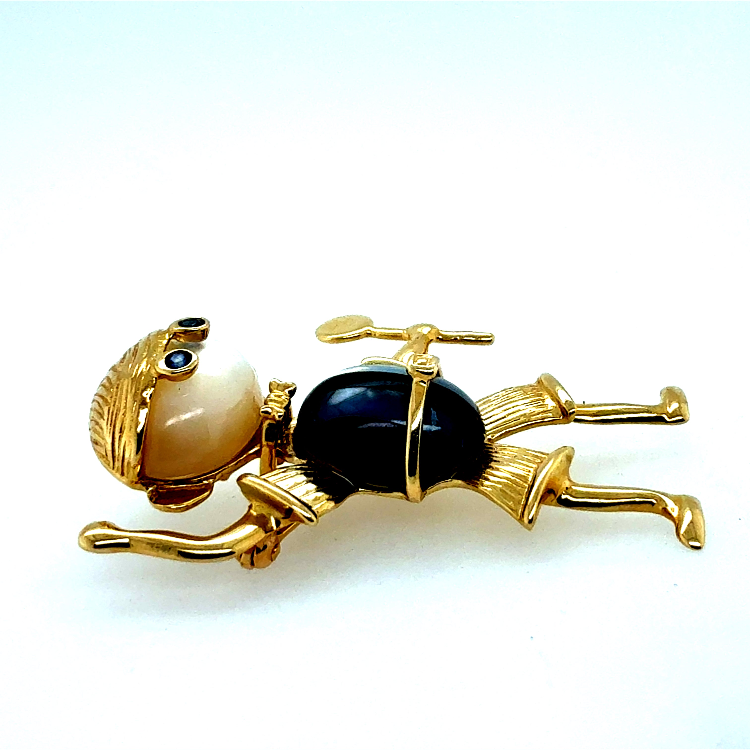 Retro Yellow Gold Tennis Boy Pendant and Brooch Circa 1990