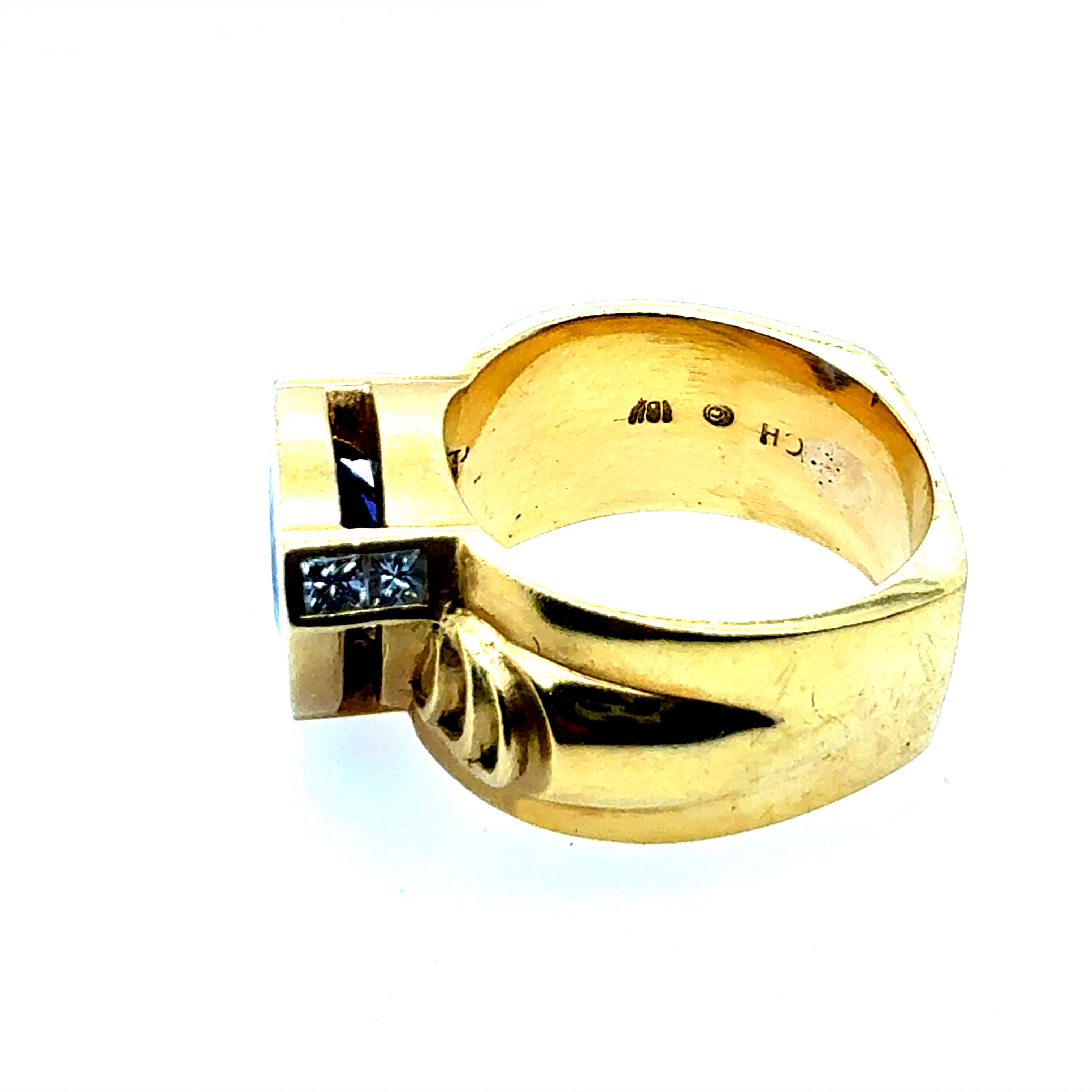 Retro Gold 2.5 Carat Natural Tanzanite & Diamond Statement Ring Circa 1980