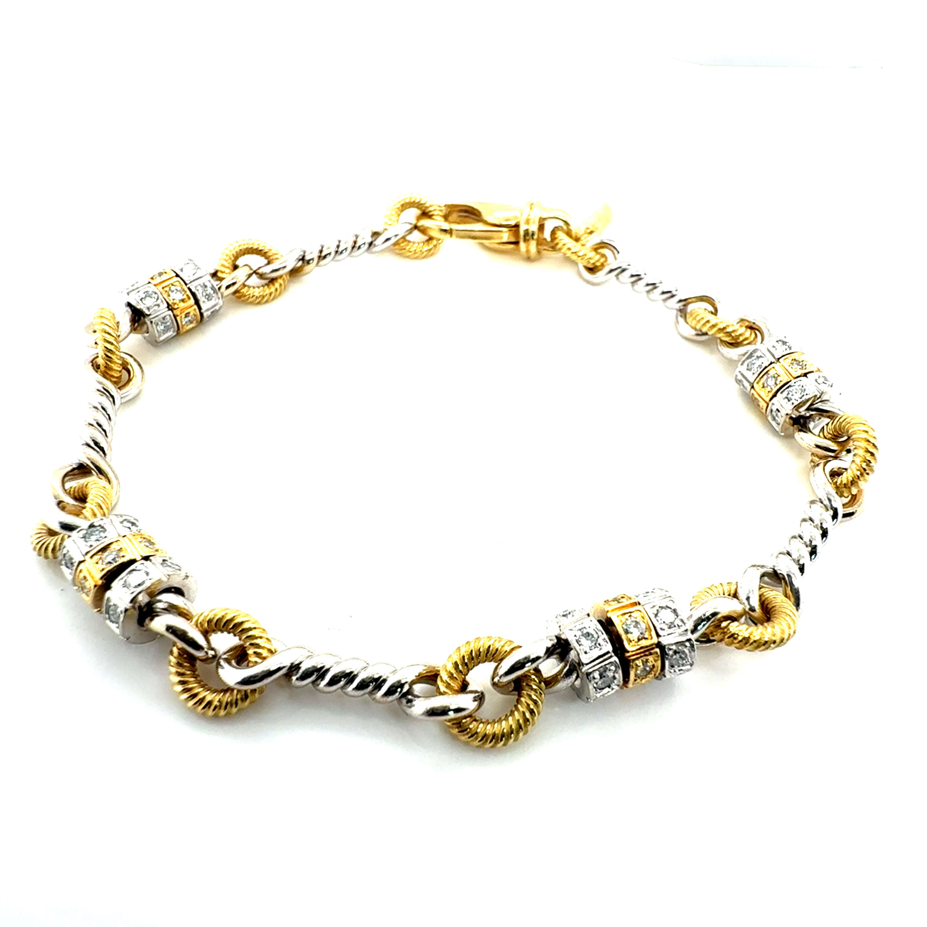 Retro Platinum and Yellow Gold 0.70 Carat Natural Diamond Bracelet by Pepi