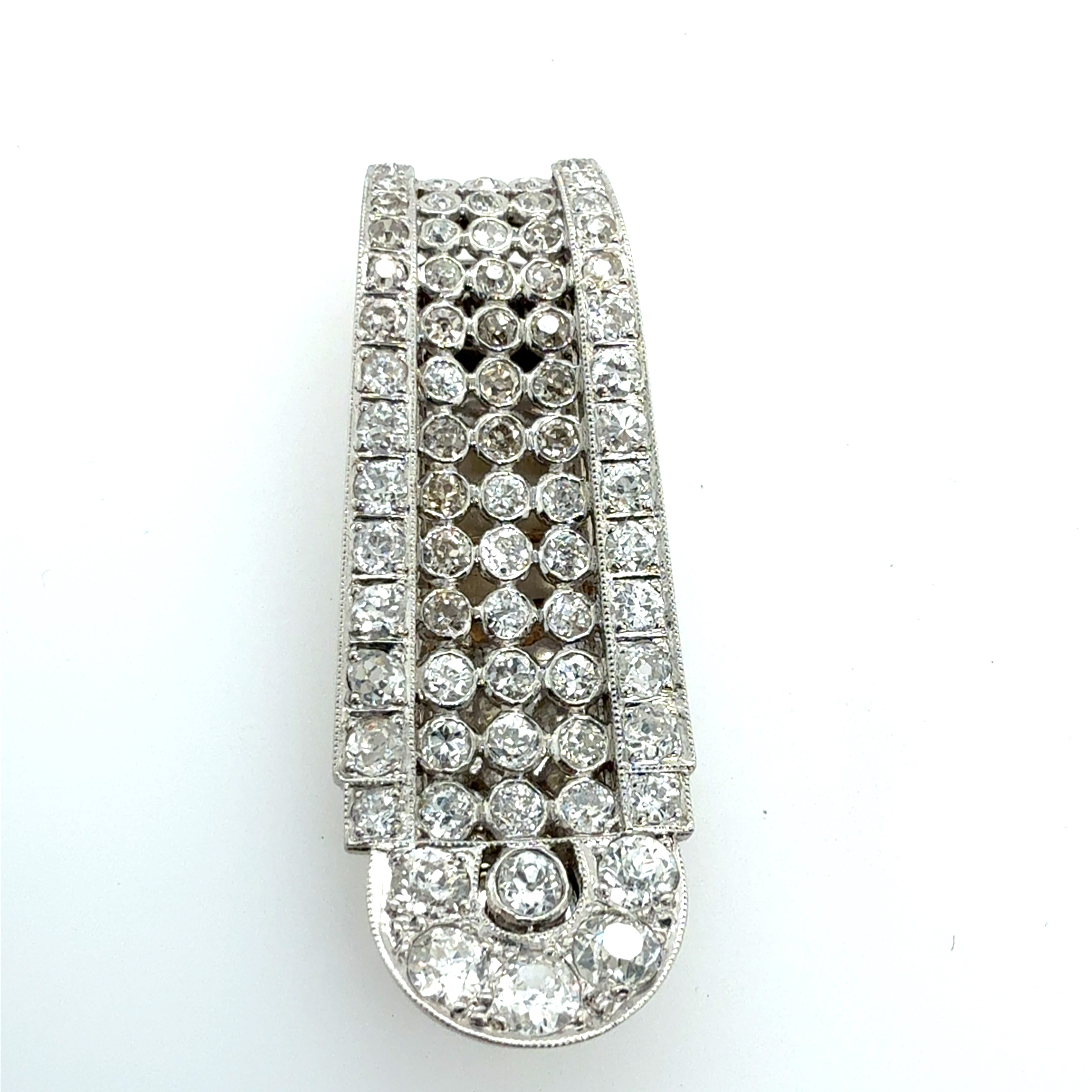 Retro Platinum 5 Carat Old Mine Natural Diamond Tie & Hair Pin Circa 1940