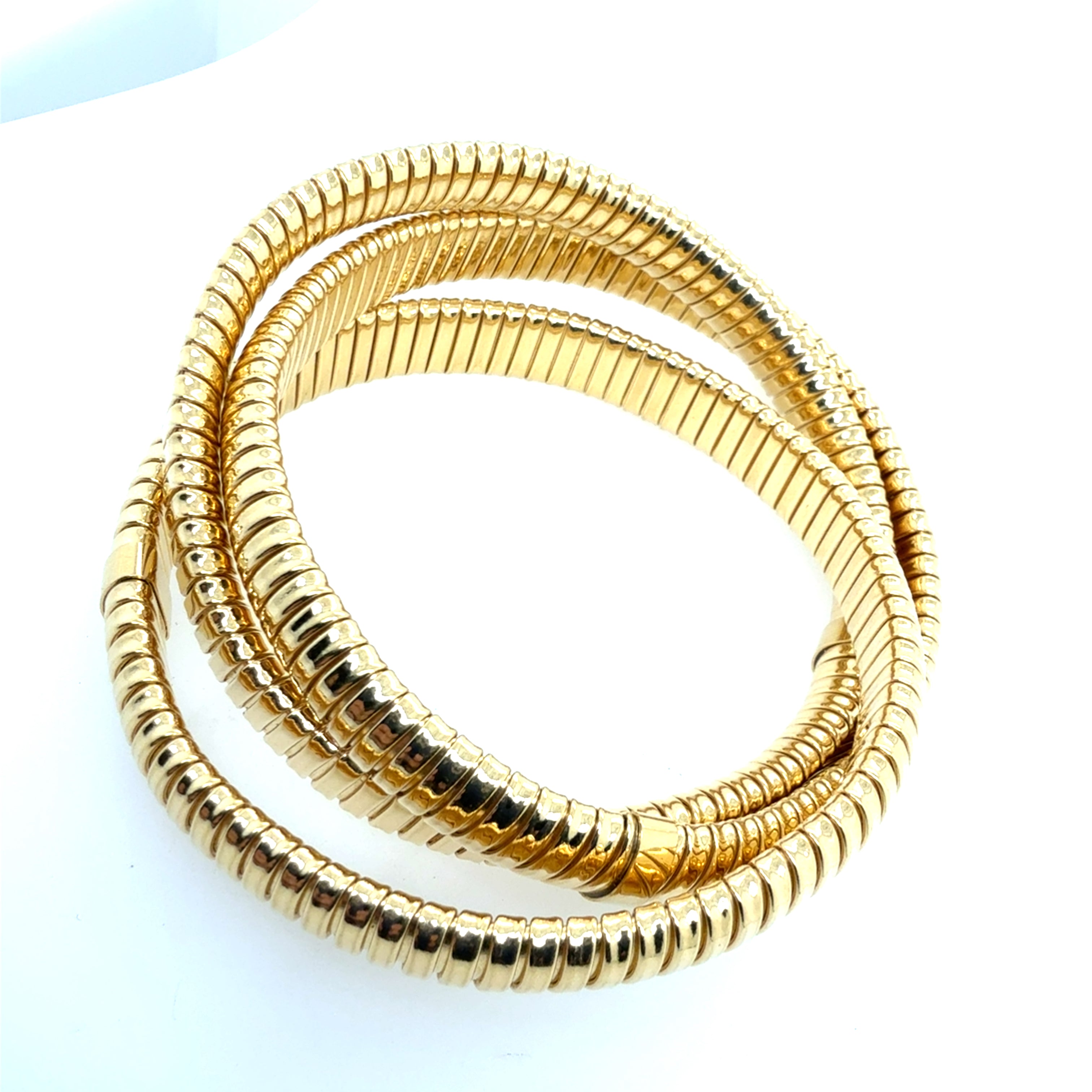 Retro 18K Yellow Gold Triple-Strand Flexible Bracelet by HERCO