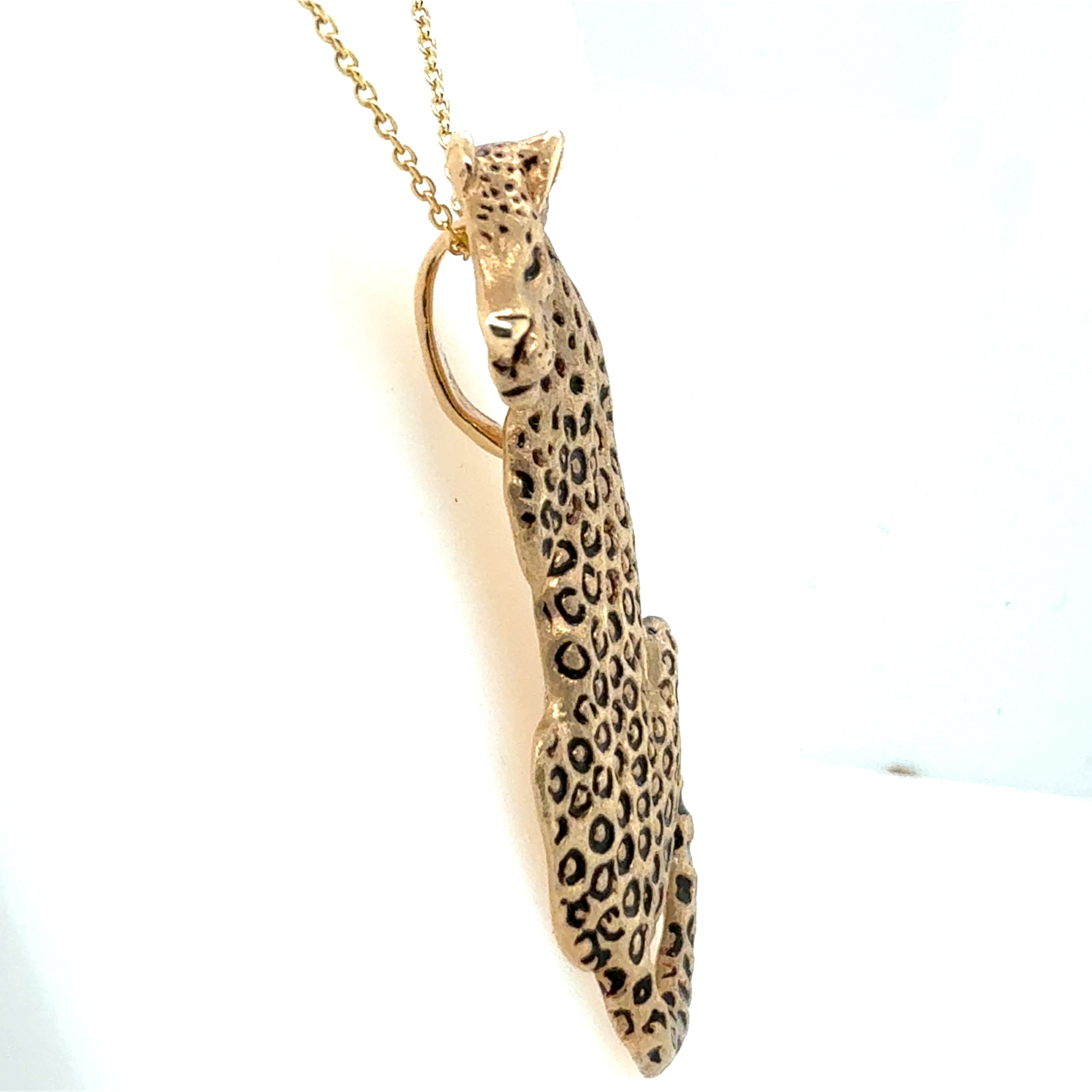 Retro Yellow Gold Leopard Pendant Numbered 28/300 by Gayle Knight