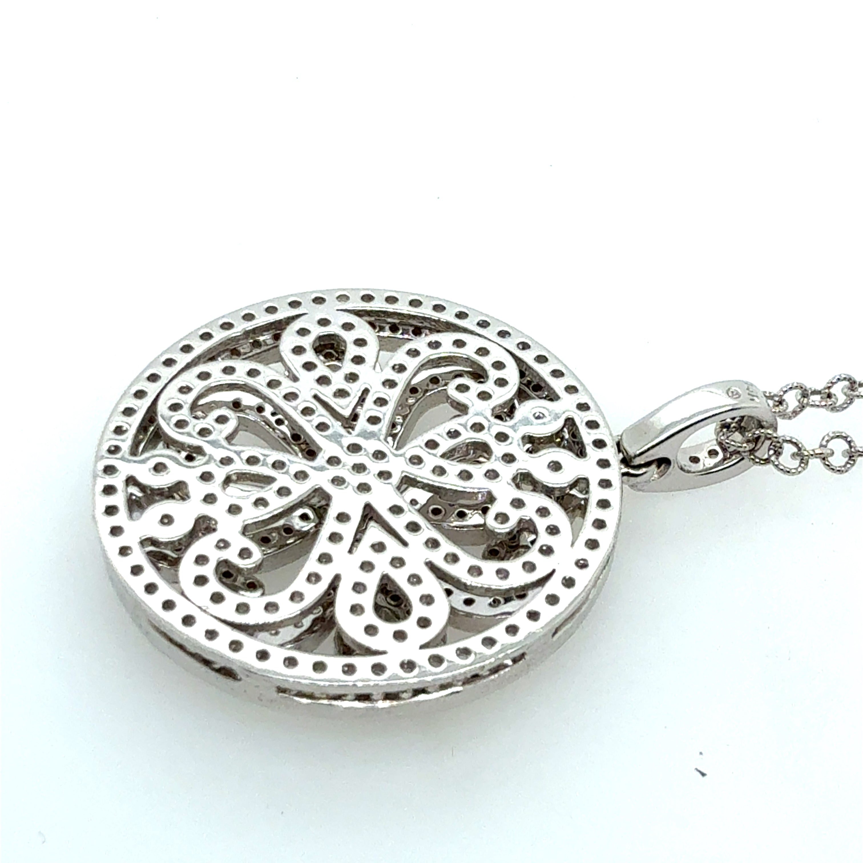 Modern White Gold 1 Carat Natural Round Diamond Medallion Pendant