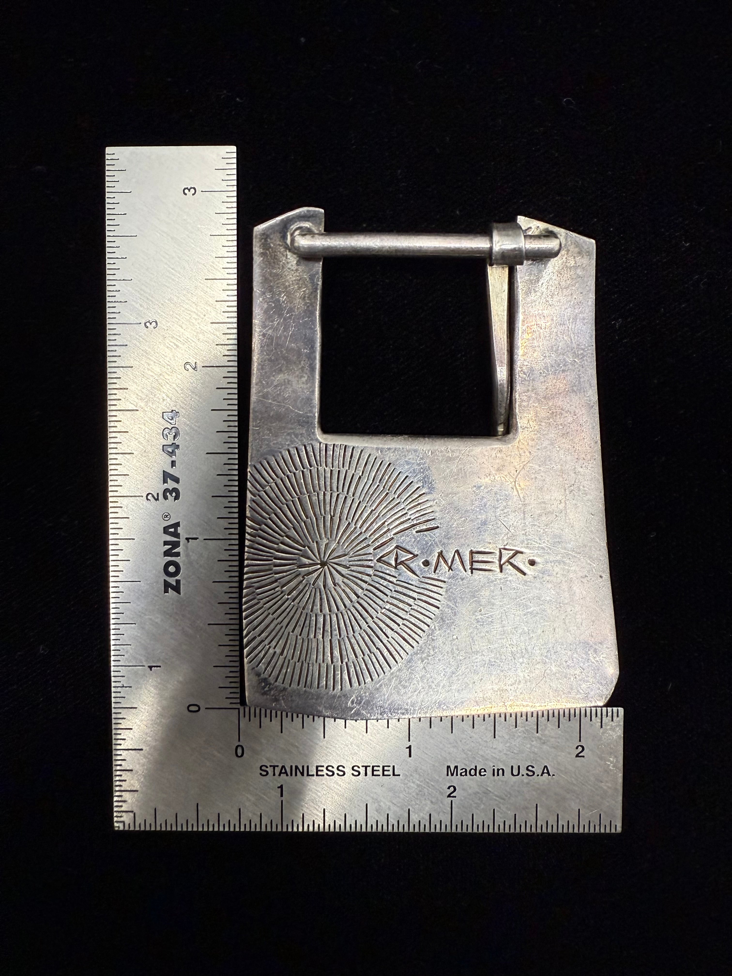 Retro Silver & Gold Turquoise Belt Buckle by Danny Romero