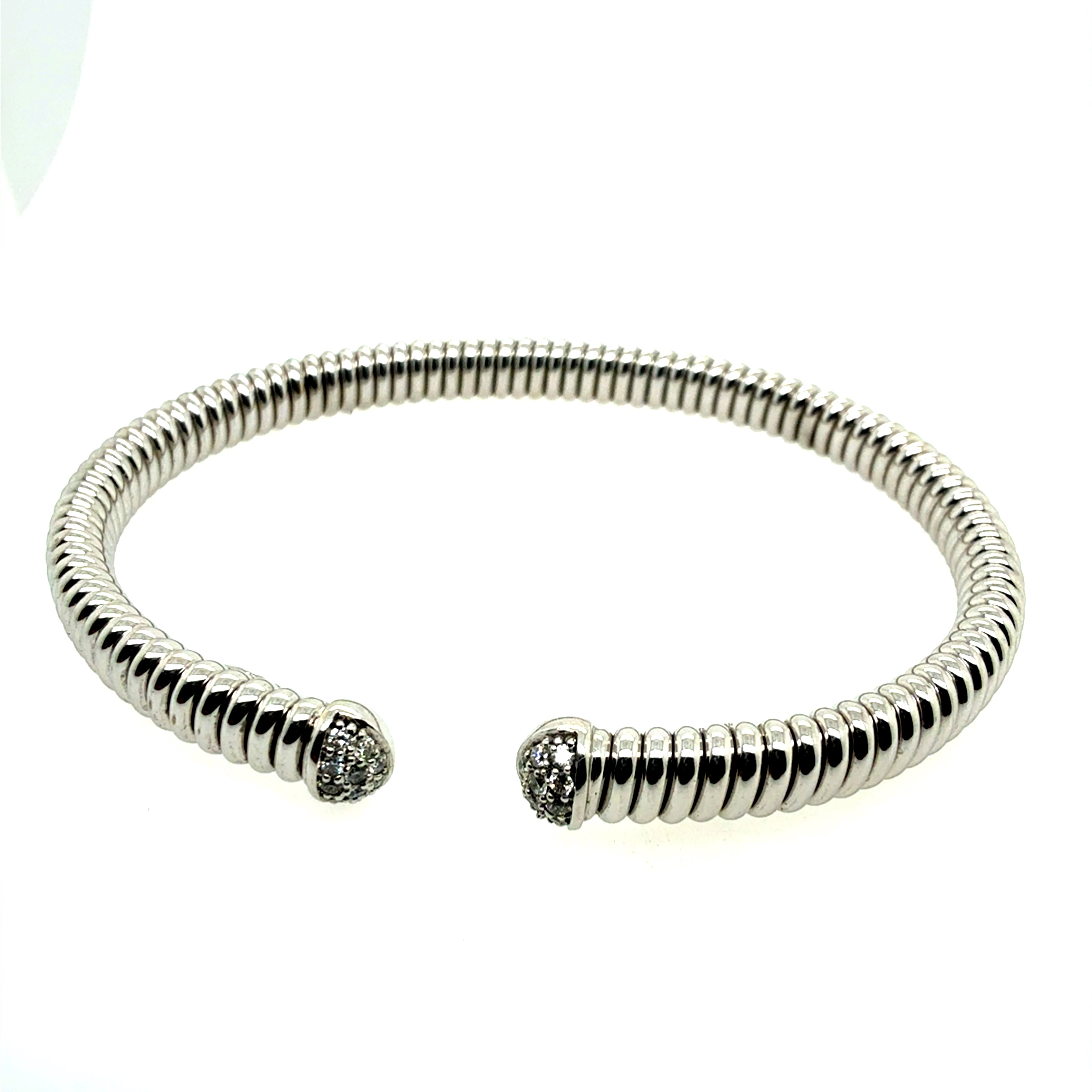 Modern Italian Tricolor 18K Gold 0.75ct Natural Diamond Stack Bracelet by HERCO