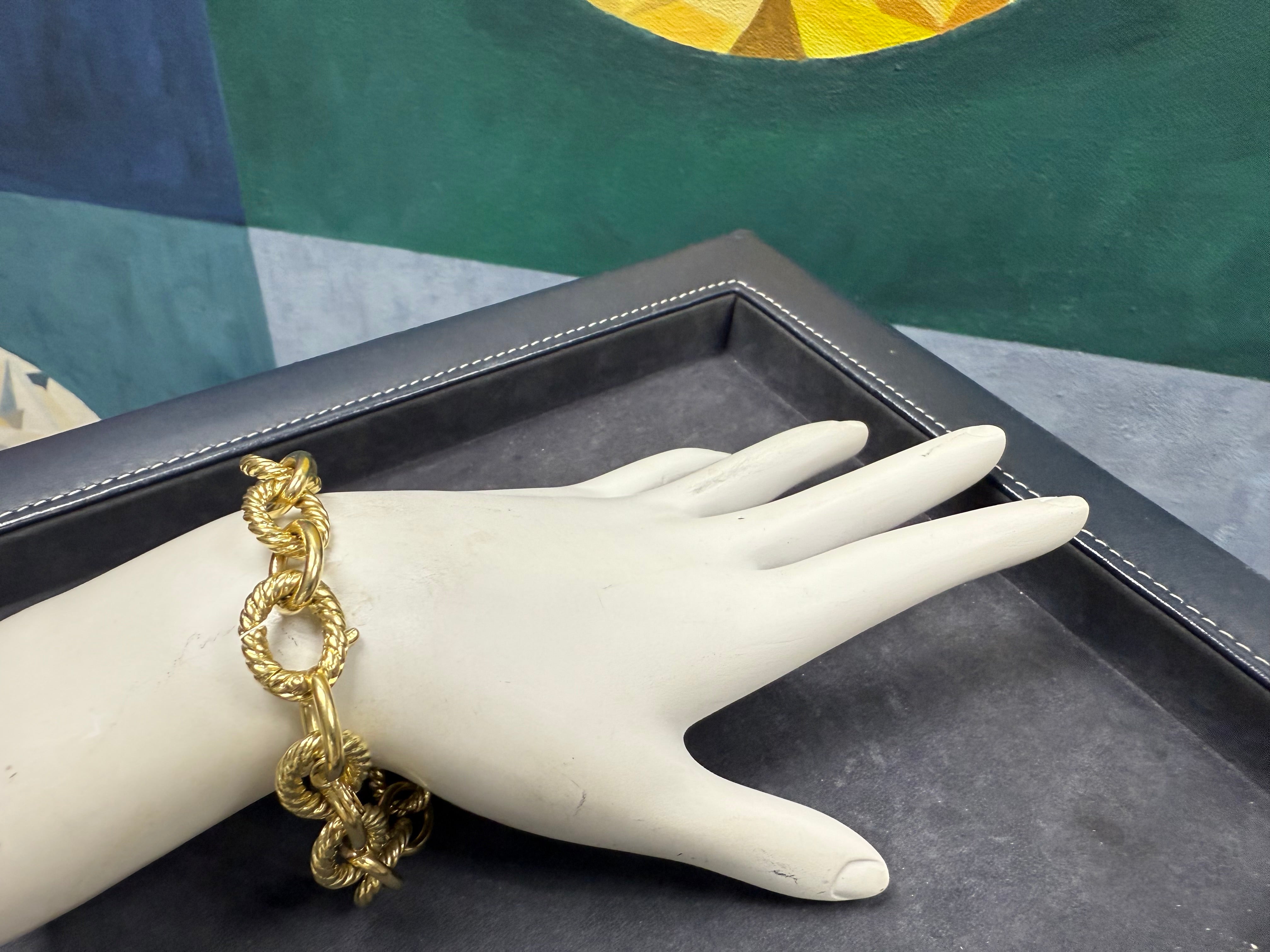 Modern 18K Gold Large Curb Link Necklace & Bracelet Set by David Yurman