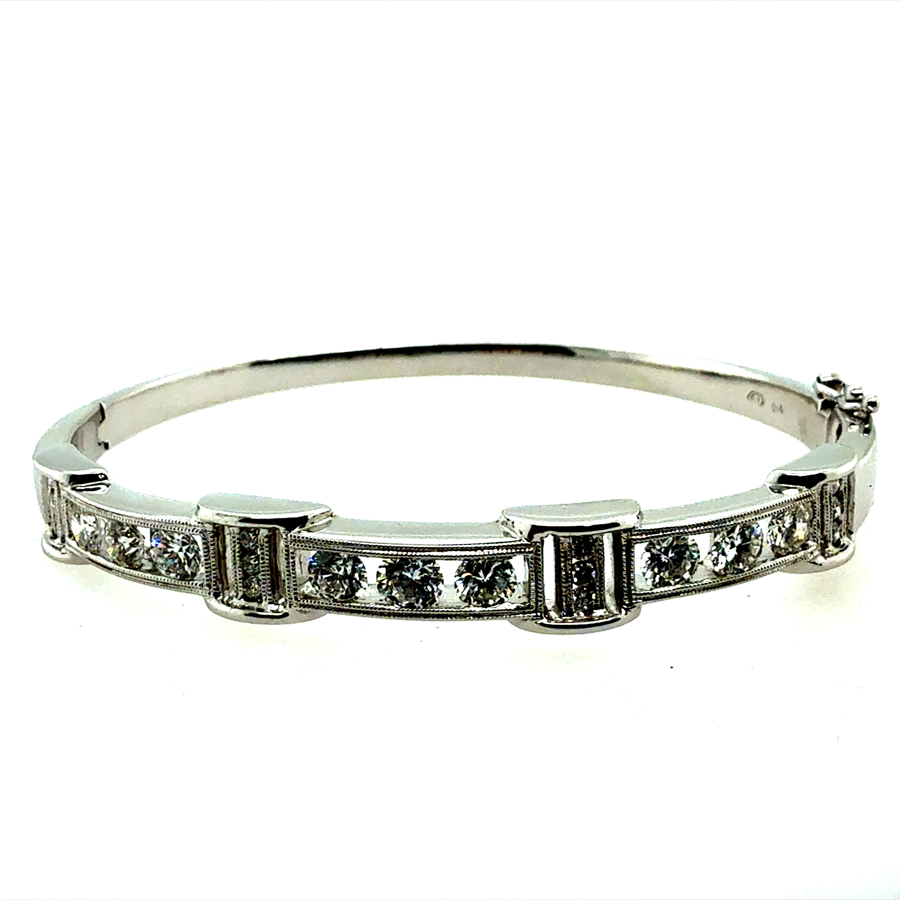 Retro Gold 1.8 Carat Natural Diamond Tension Bangle Bracelet Circa 1990