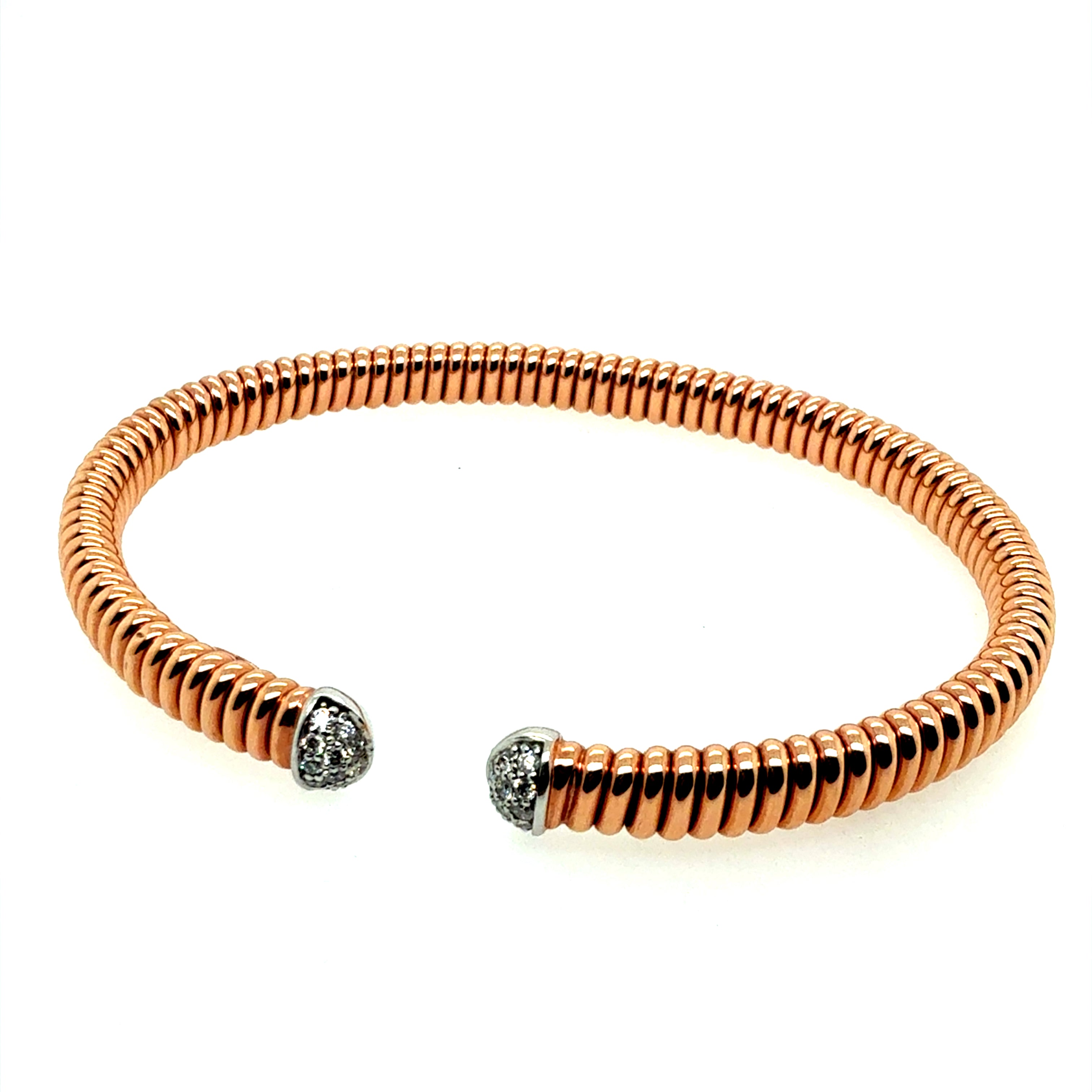 Modern Italian Tricolor 18K Gold 0.75ct Natural Diamond Stack Bracelet by HERCO