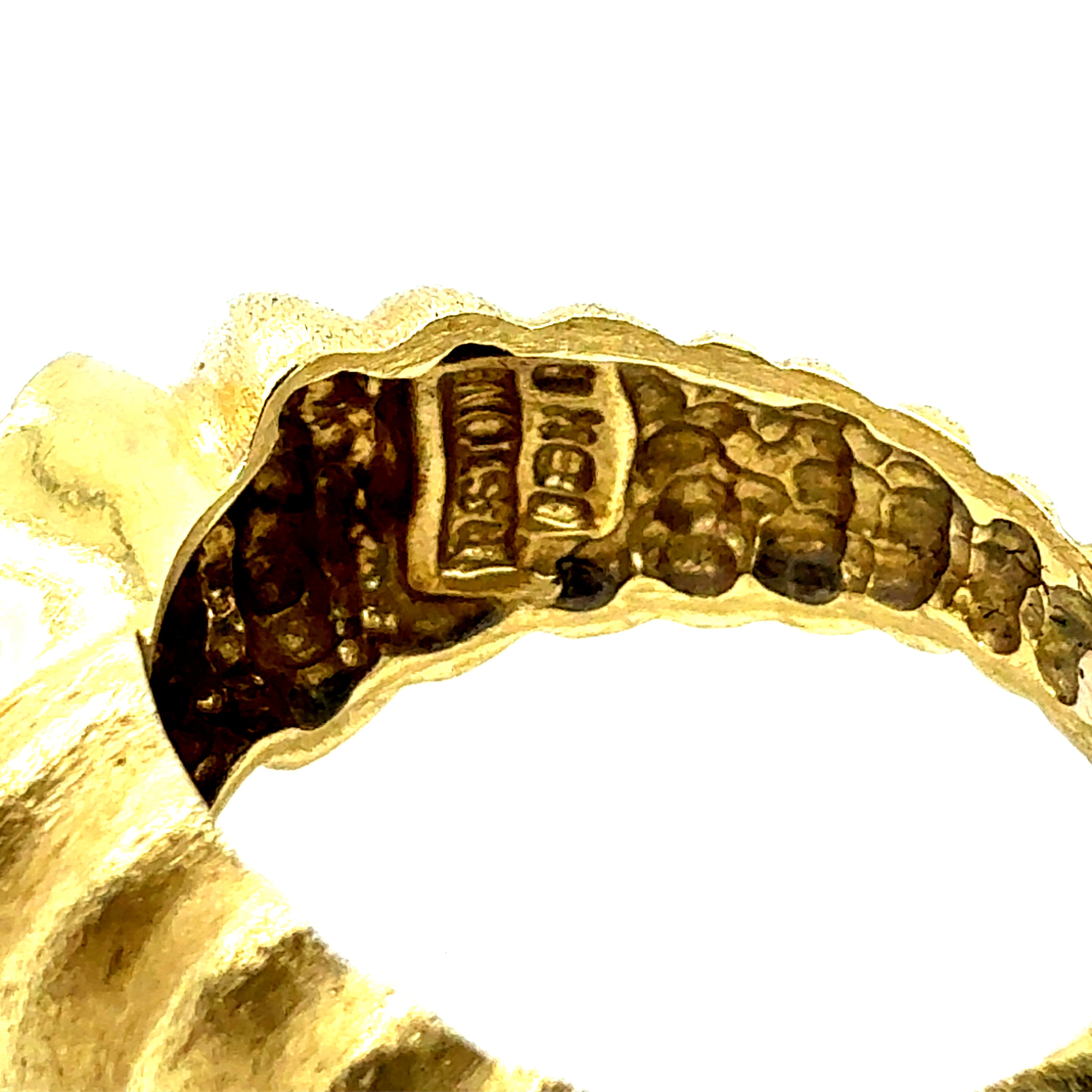 Retro Brushed Yellow Gold Natural Diamond Statement Ring by R. Stone