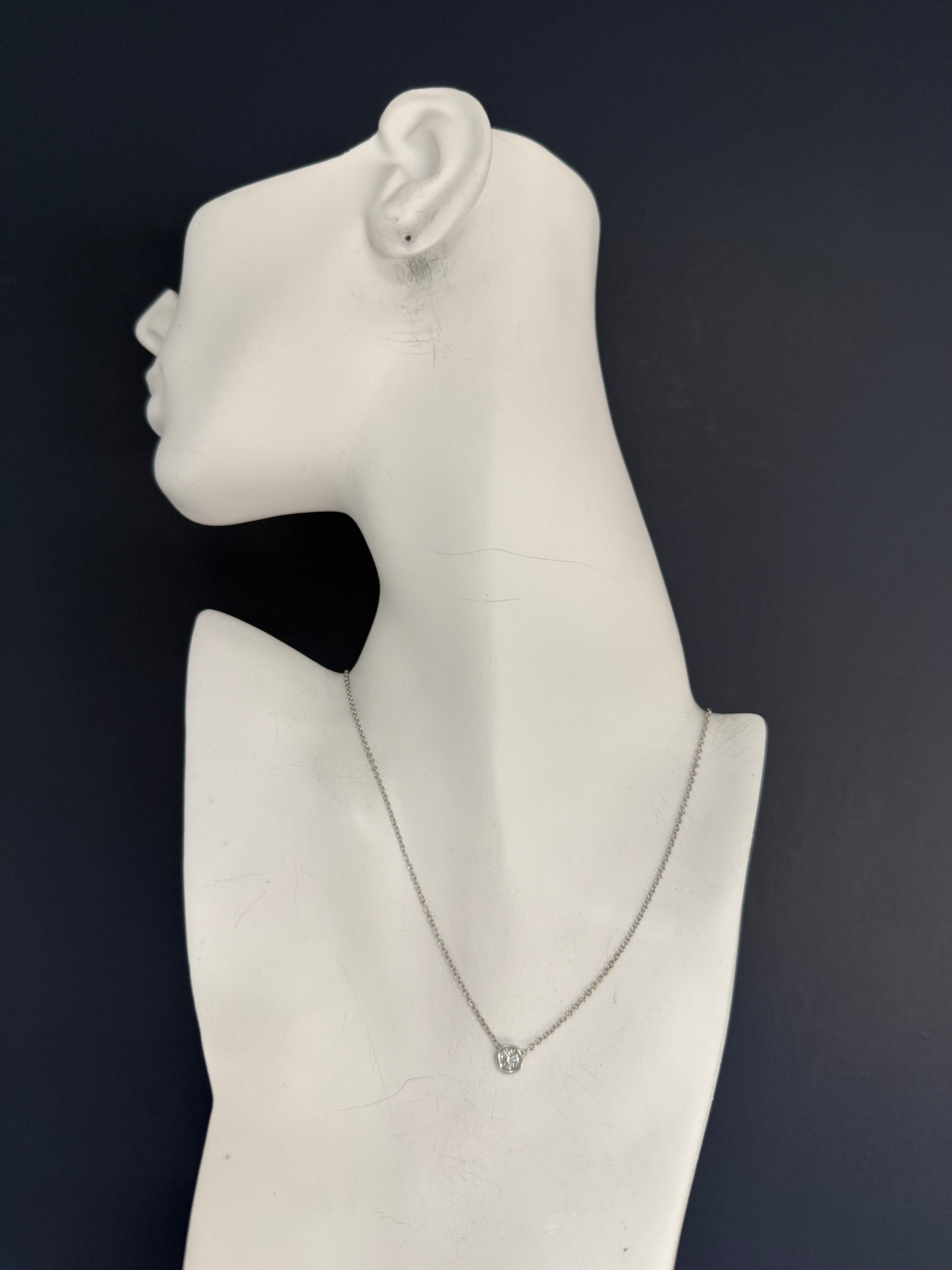 Modern White Gold 0.70 CARAT Natural Round Diamond BEZEL Set Necklace