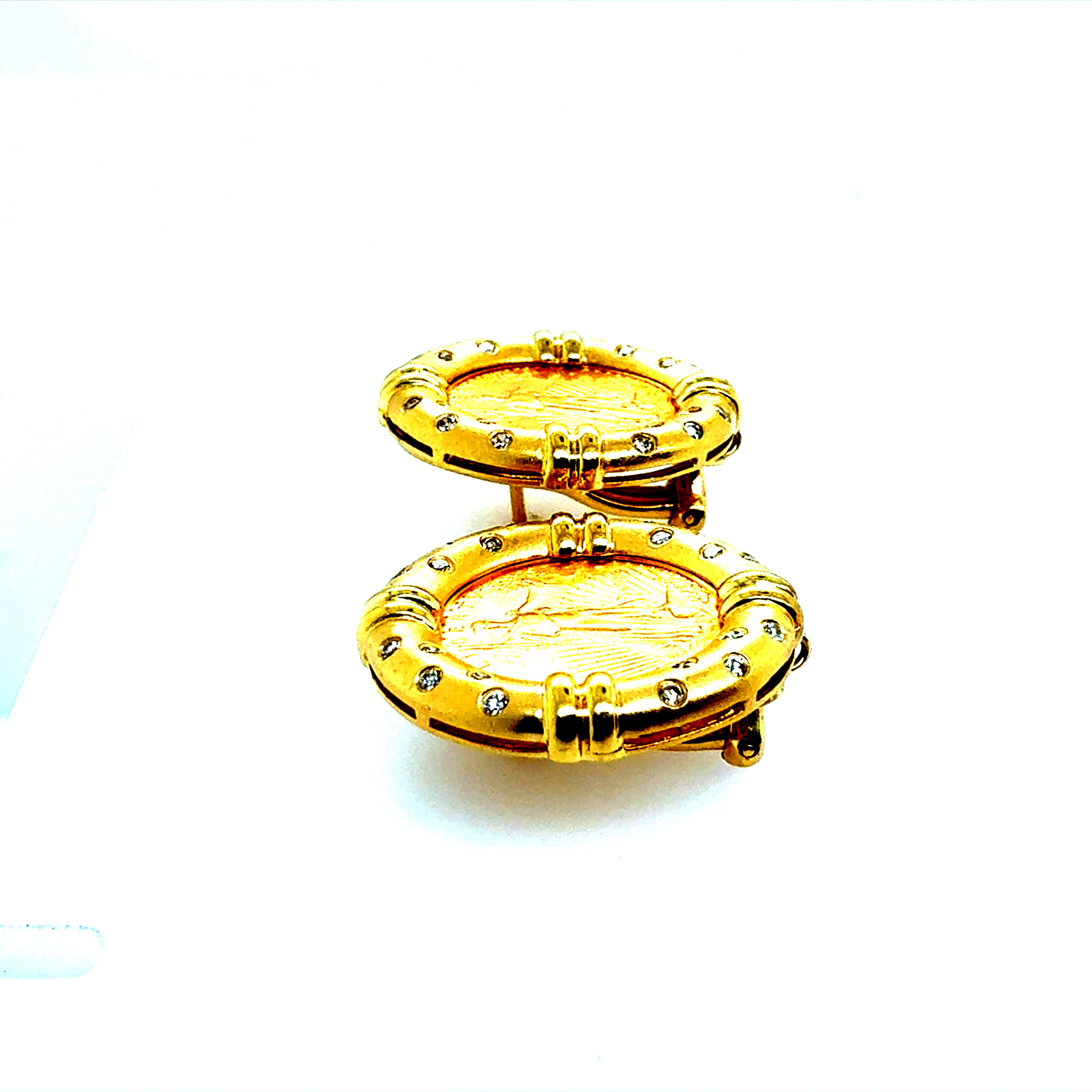 Retro Gold Liberty Coin 1/10 oz & Natural 0.4 Carat Diamond Earrings Circa 1980