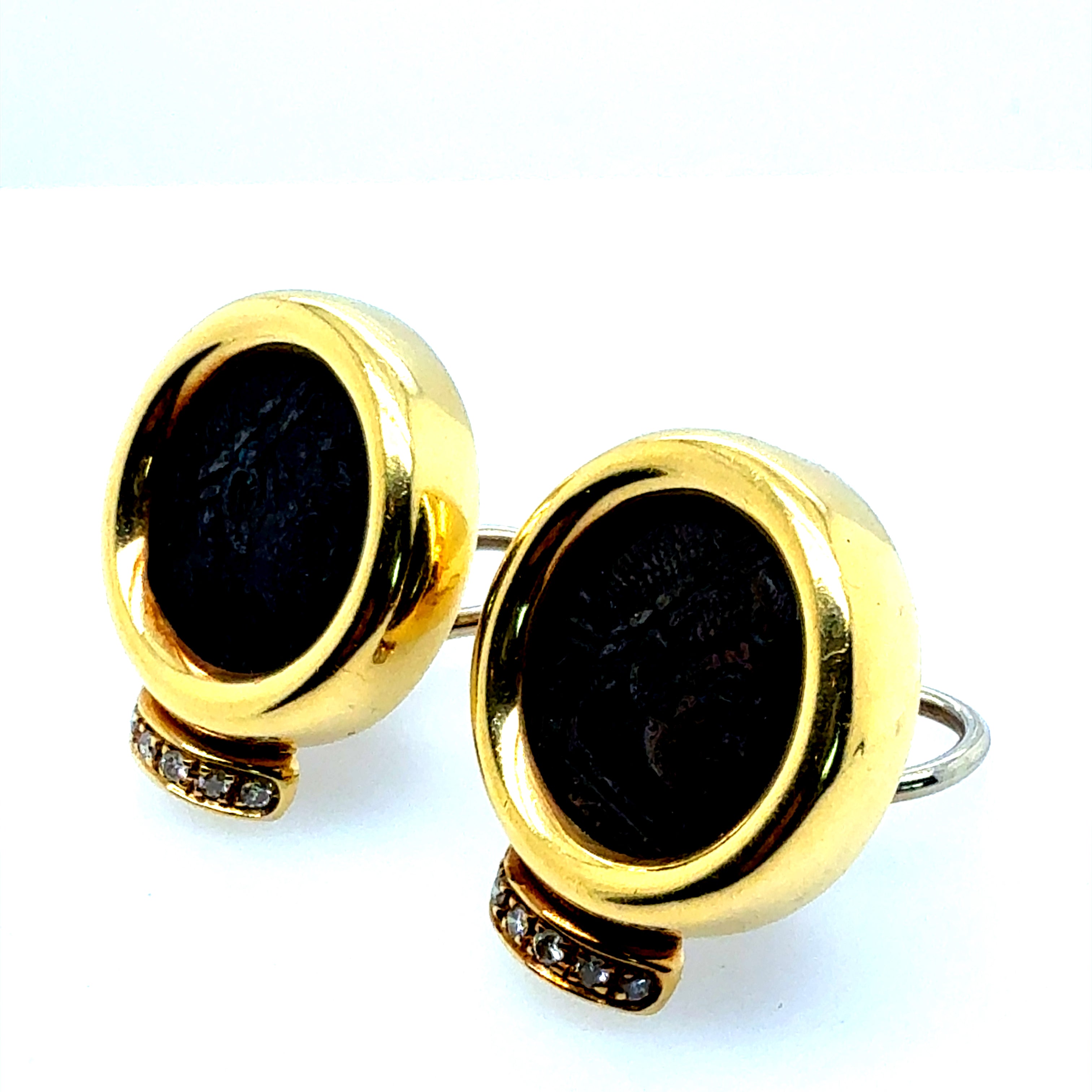 Retro Yellow Gold Roman Constantine Coin & Natural Diamond Statement Earrings