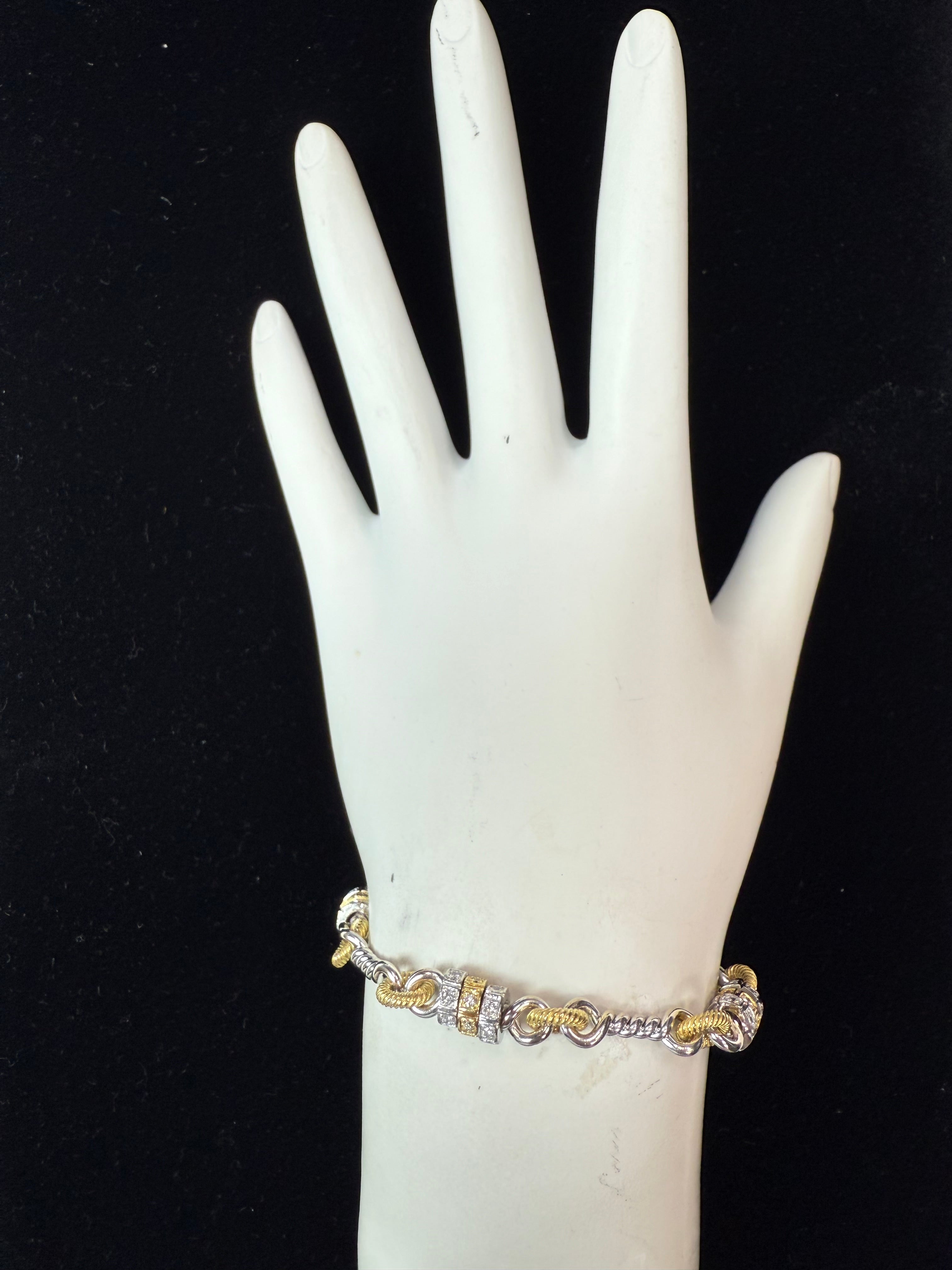 Retro Platinum and Yellow Gold 0.70 Carat Natural Diamond Bracelet by Pepi