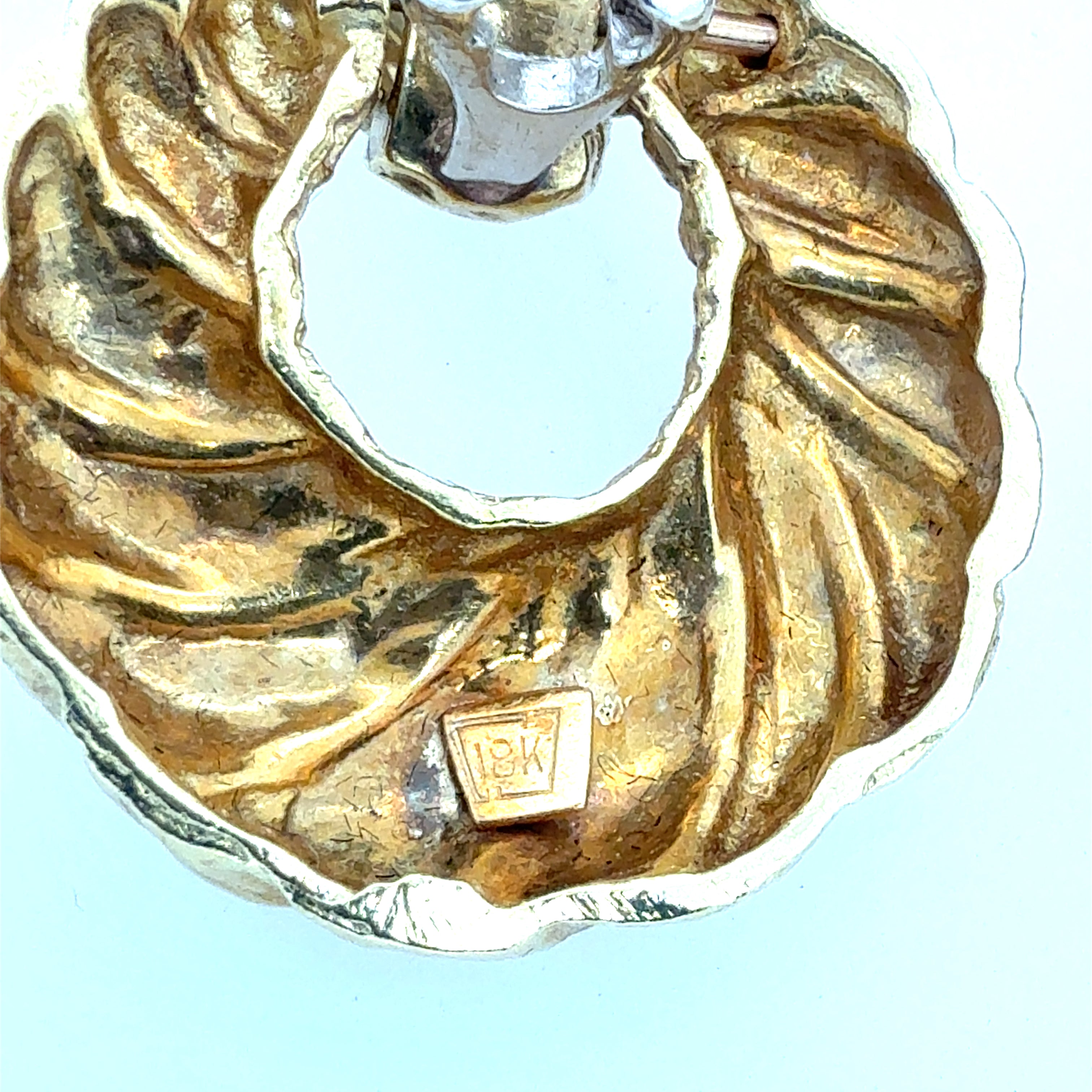 Retro 18K Yellow Gold Shrimp Style Statement Earrings Circa 1980