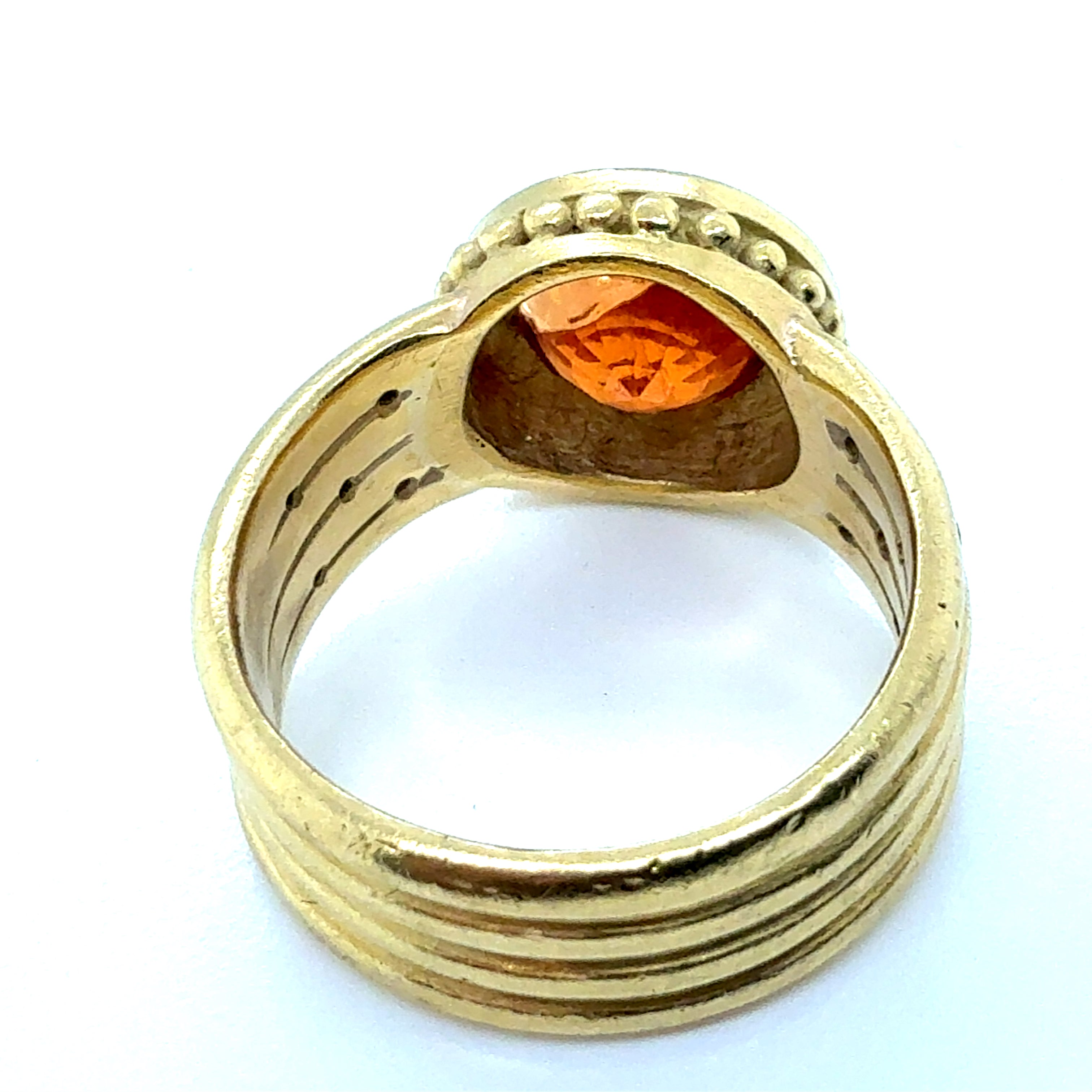 Retro Gold Natural Round Spessartite Garnet & Natural Diamond Statement Ring