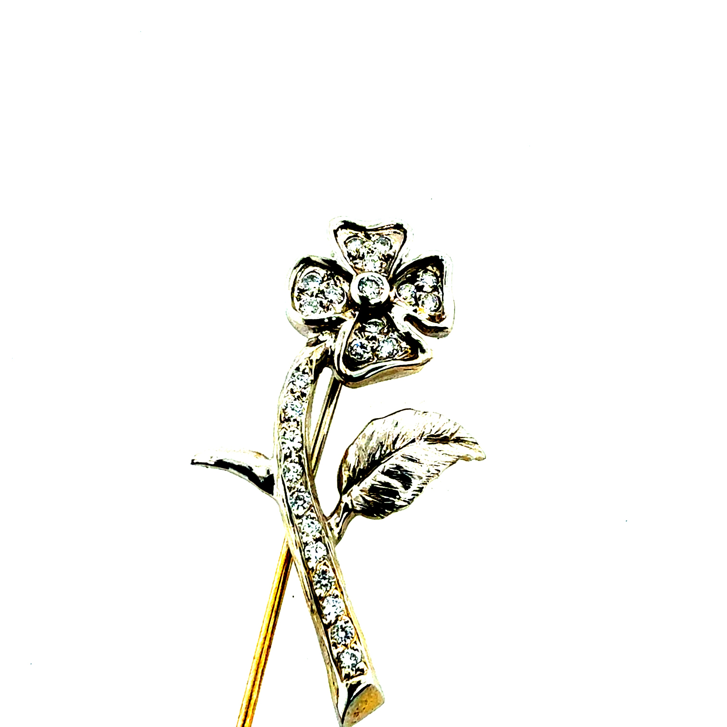 Retro White Gold 0.40 Carat Natural Diamond Flower Pin Circa 1965