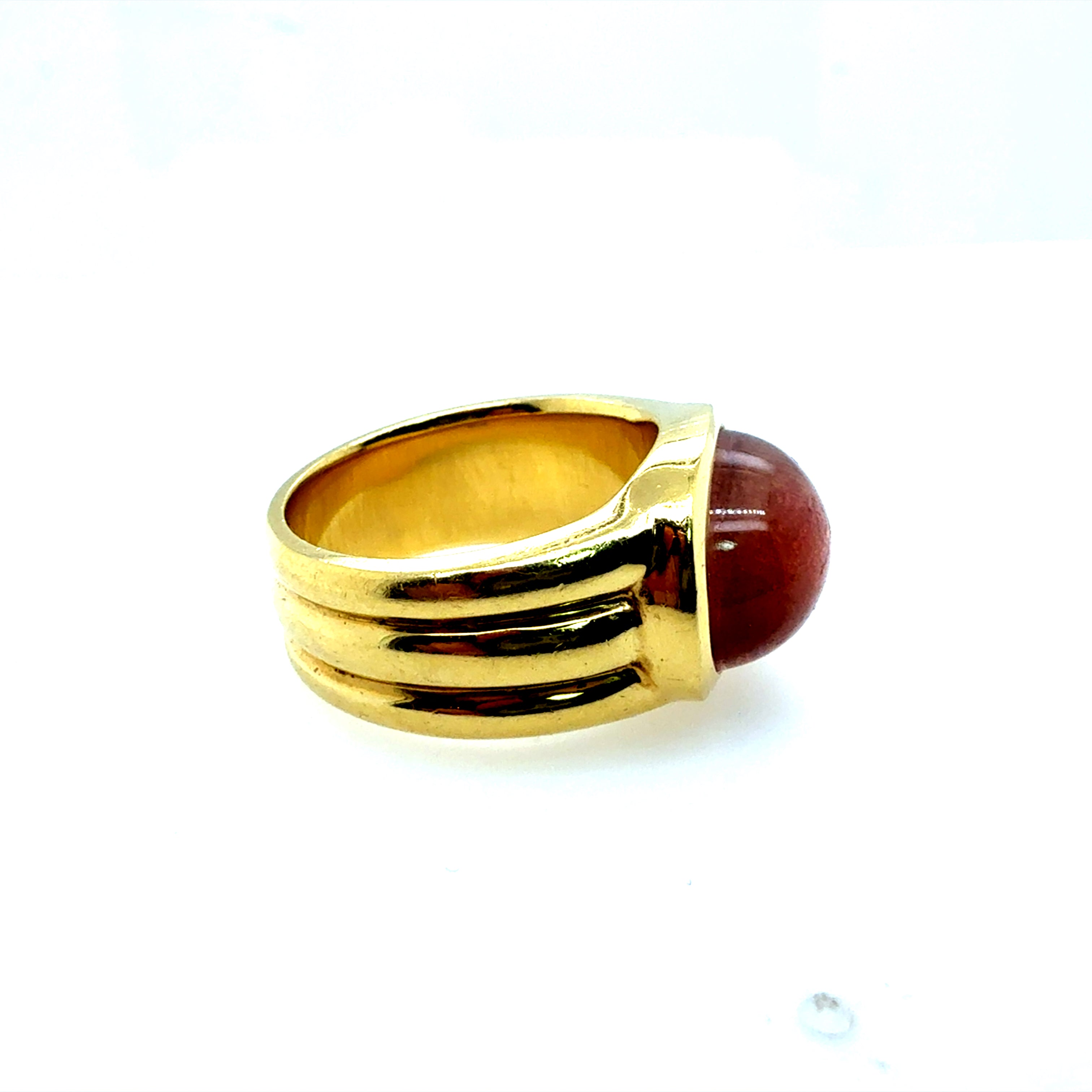 Retro Yellow Gold Cabochon Sunstone Feldspar Cocktail Ring, Circa 1980