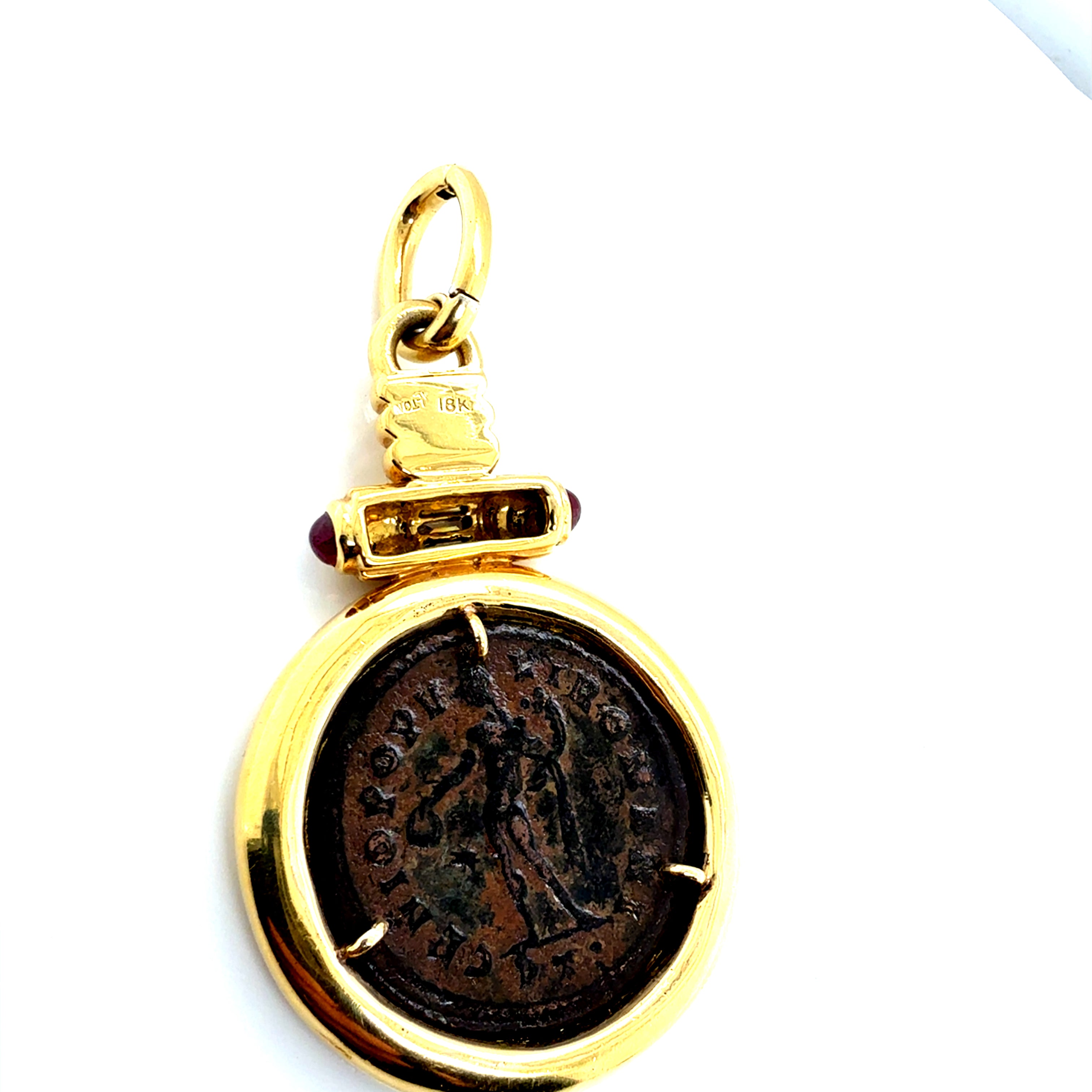 Retro Gold Medallion Pendant Roman Constantine Coin & Natural Diamonds