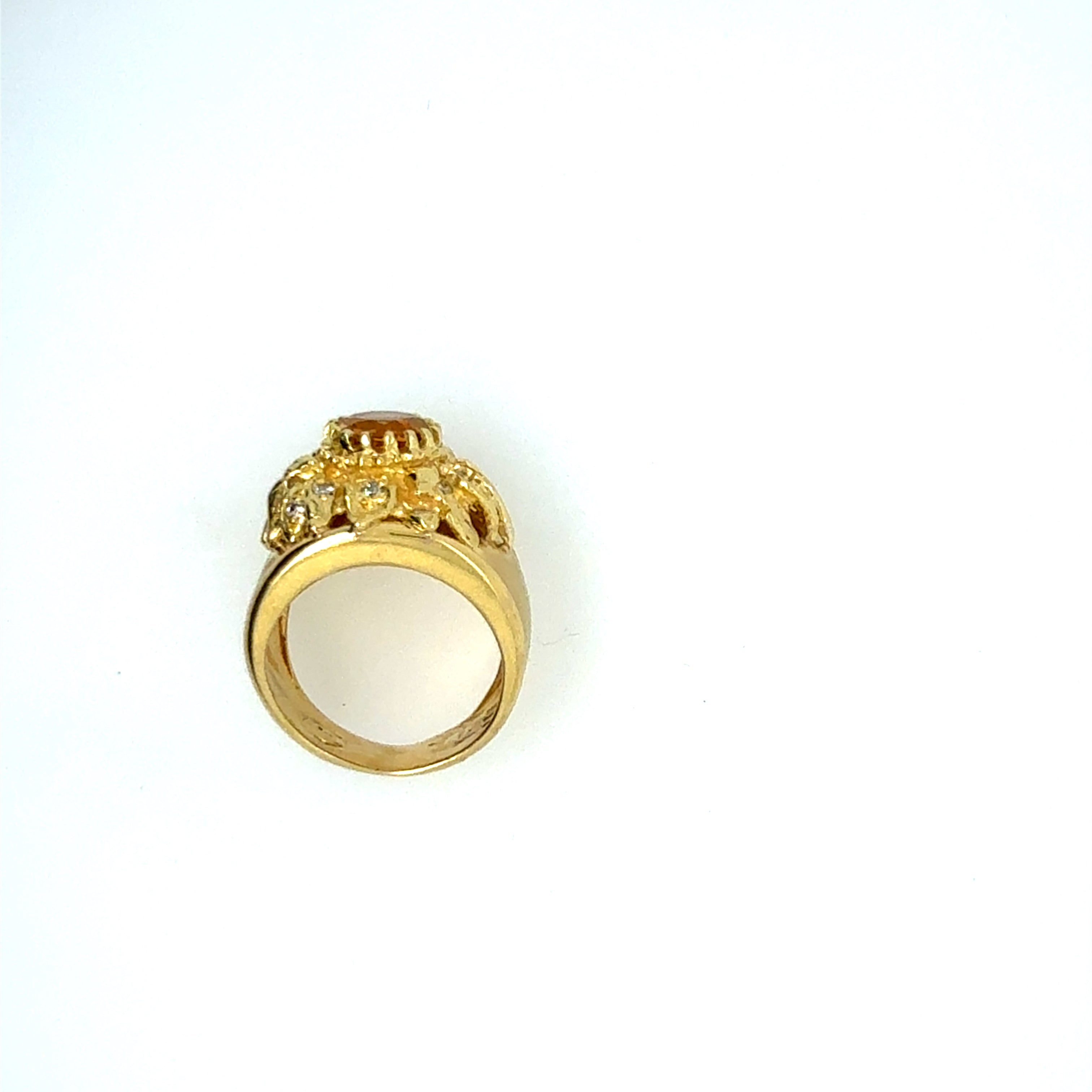 Retro Gold Natural Diamond and Citrine Cocktail Ring
