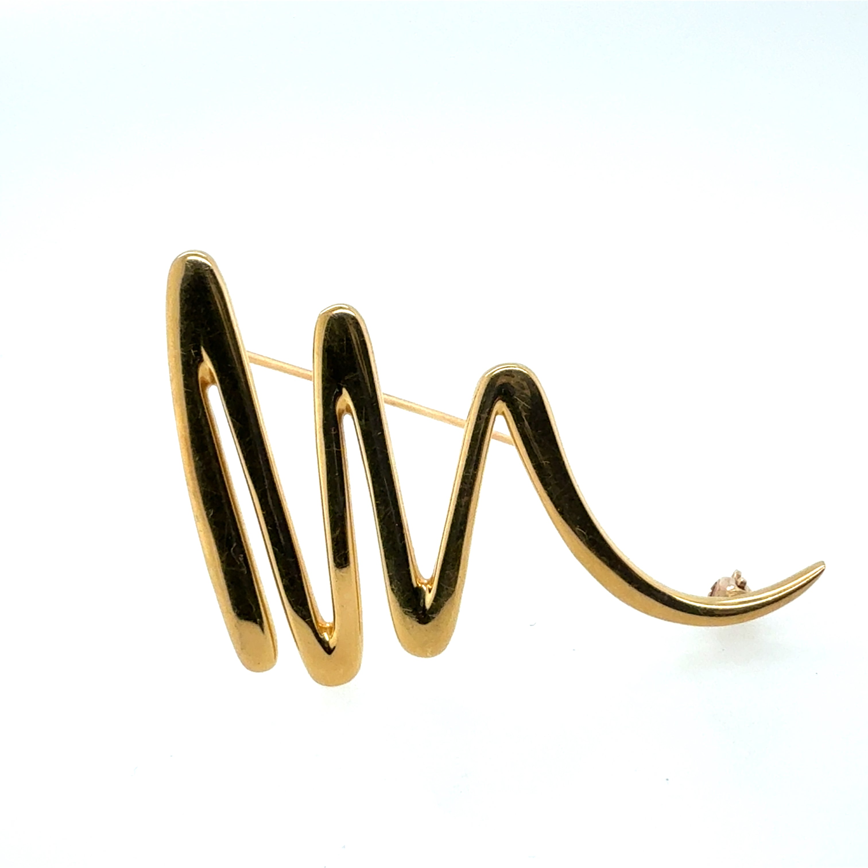 Retro 18K Gold Tiffany & Co. “Zig-Zag” Brooch by Paloma Picasso Circa 1983